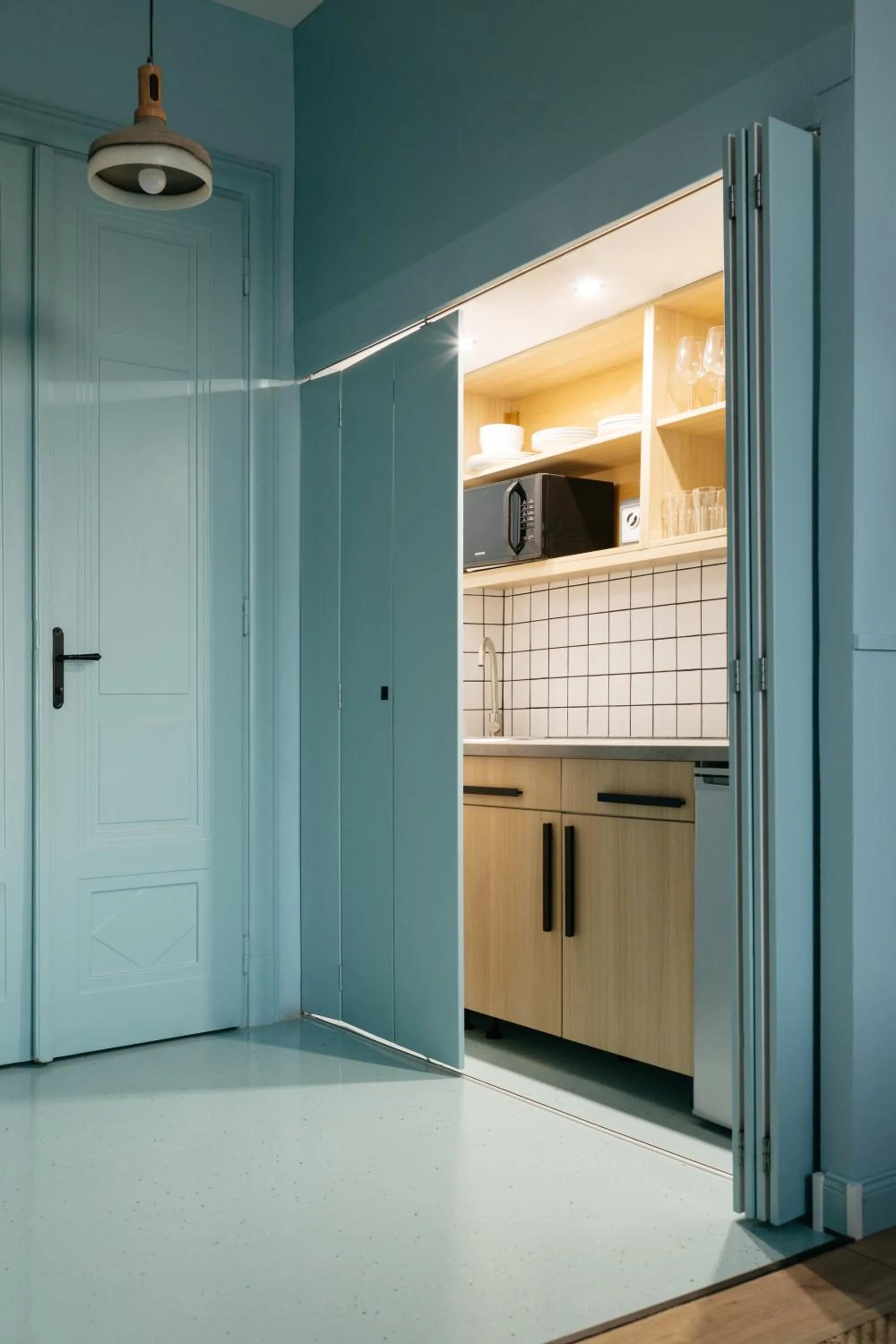 kitchen in Gellerico Apartments Deák Square