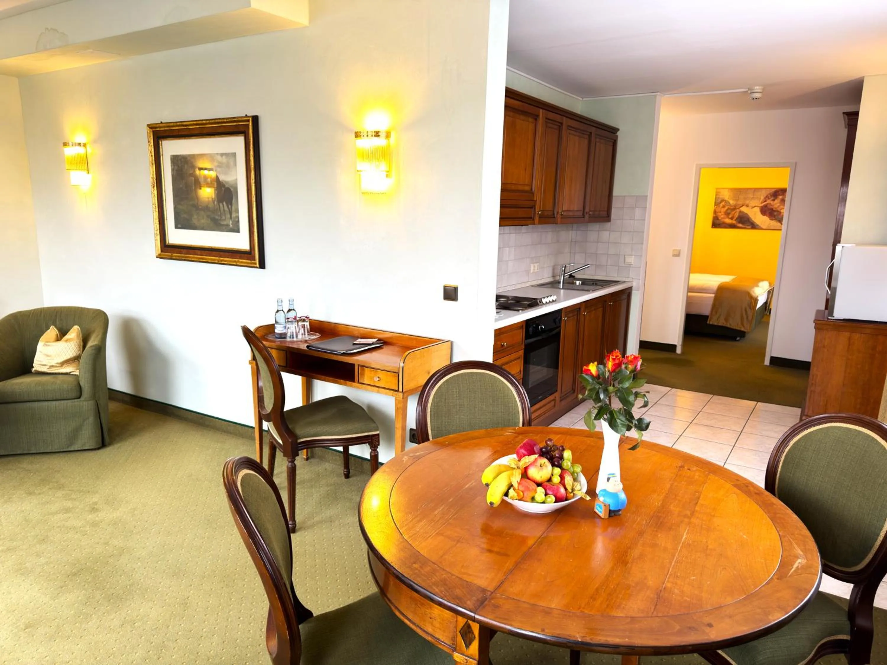 Kitchen or kitchenette in Hotel am Luisenplatz