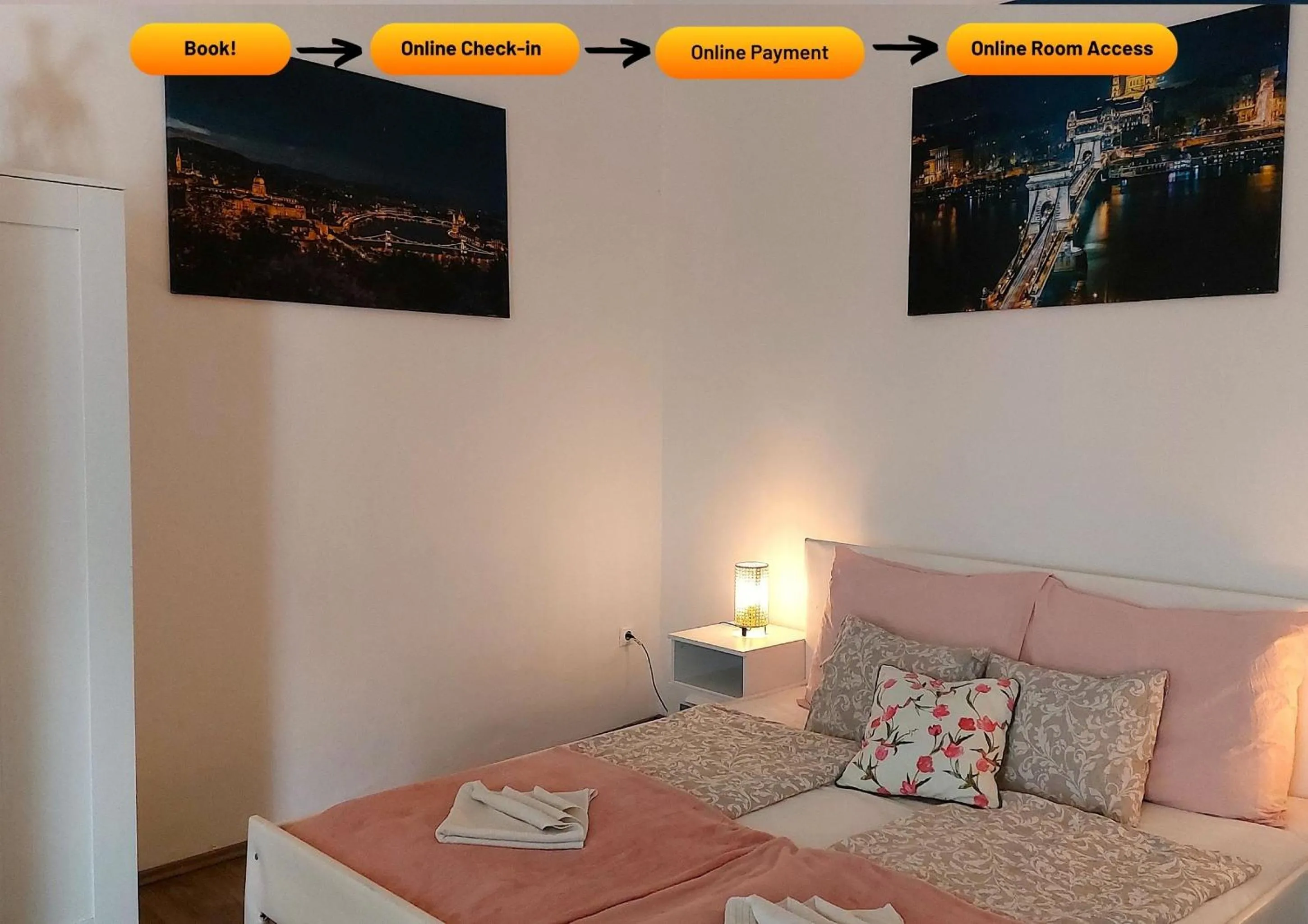 Bed in GoodMo Budapest Smart Rooms