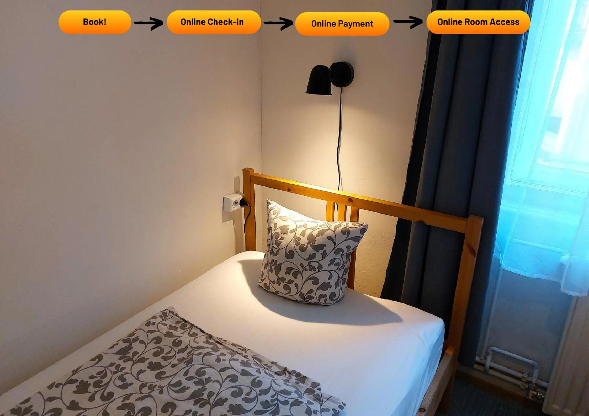 Bed in GoodMo Budapest Smart Rooms