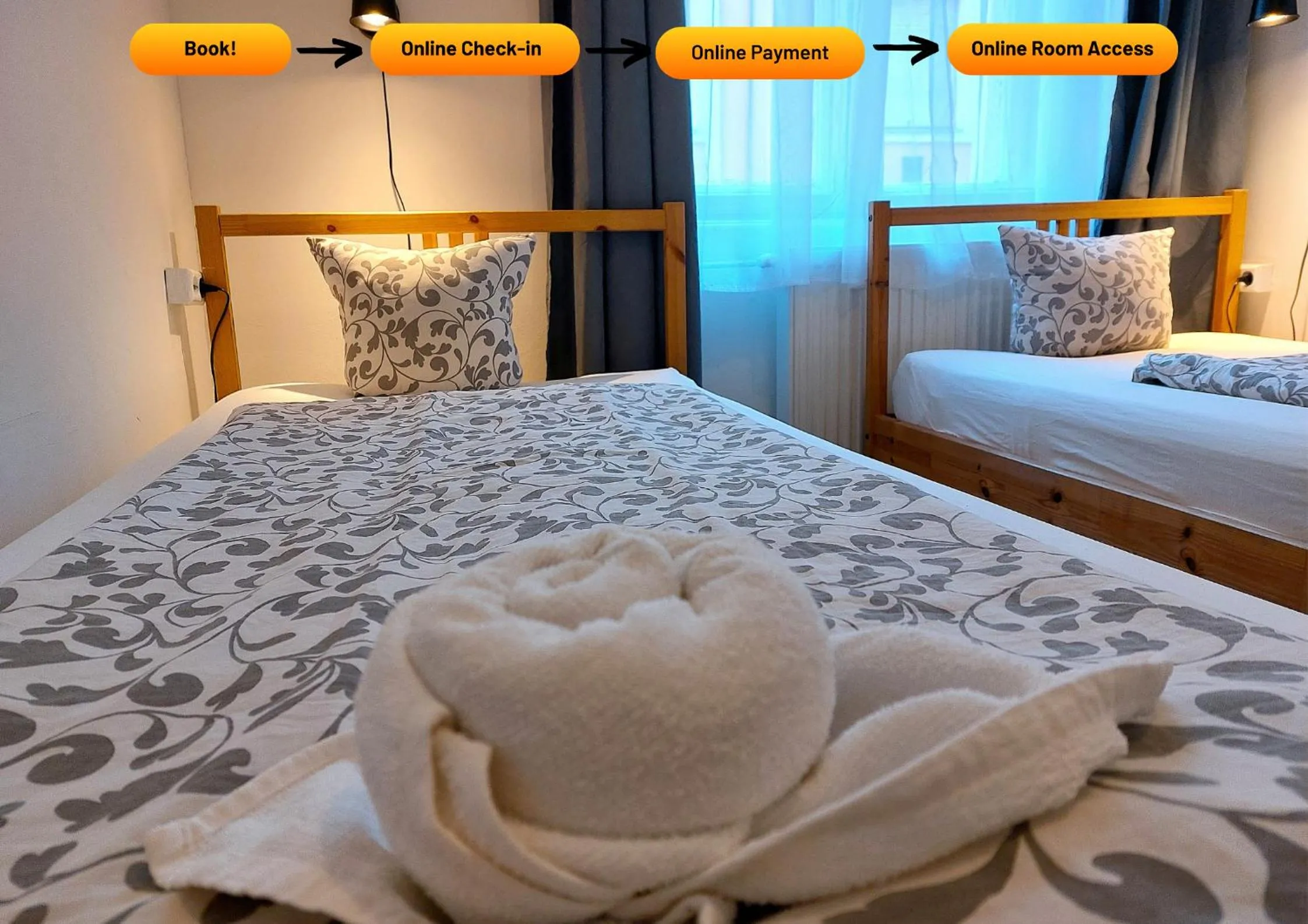 Bed in GoodMo Budapest Smart Rooms