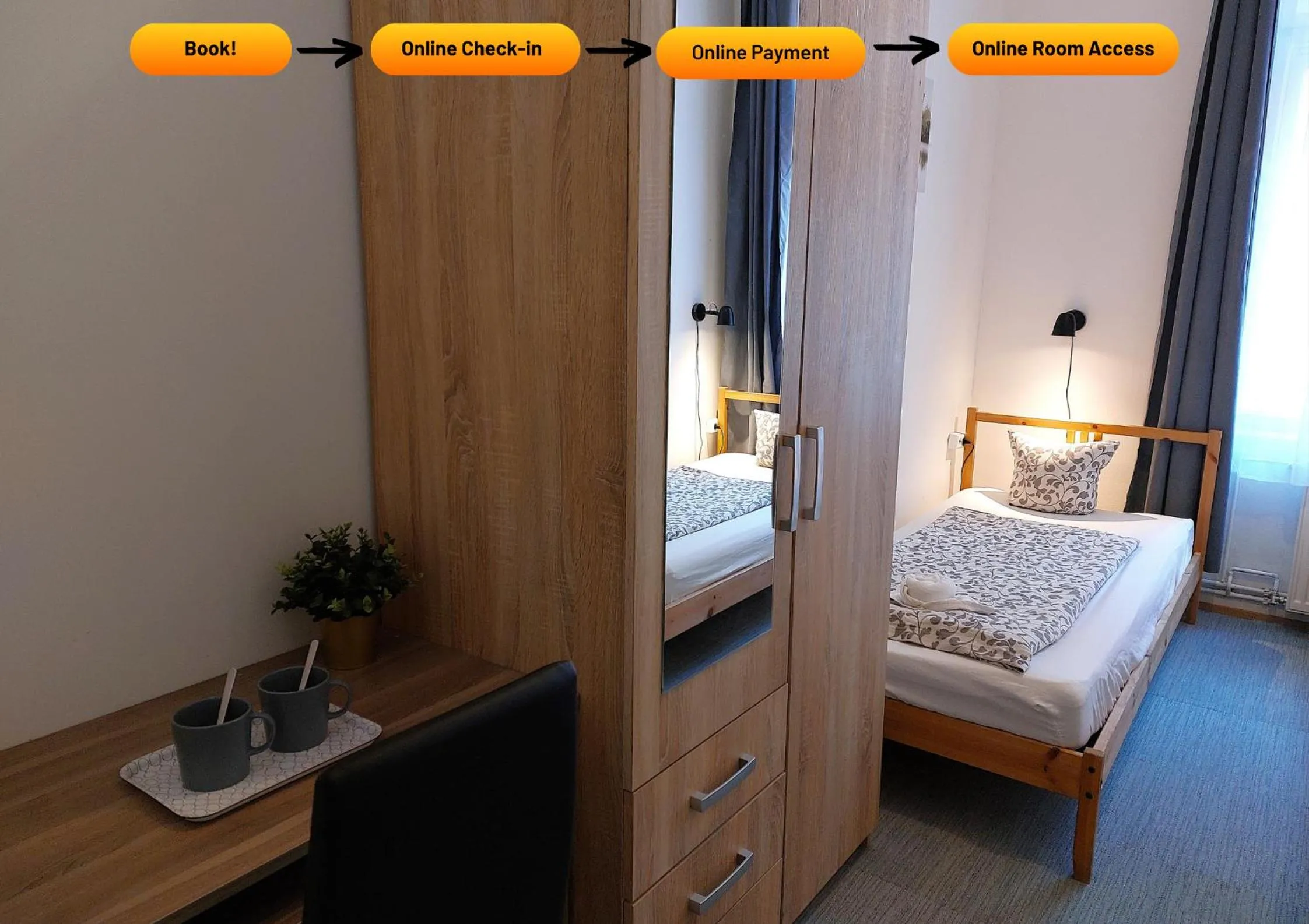 Bed in GoodMo Budapest Smart Rooms