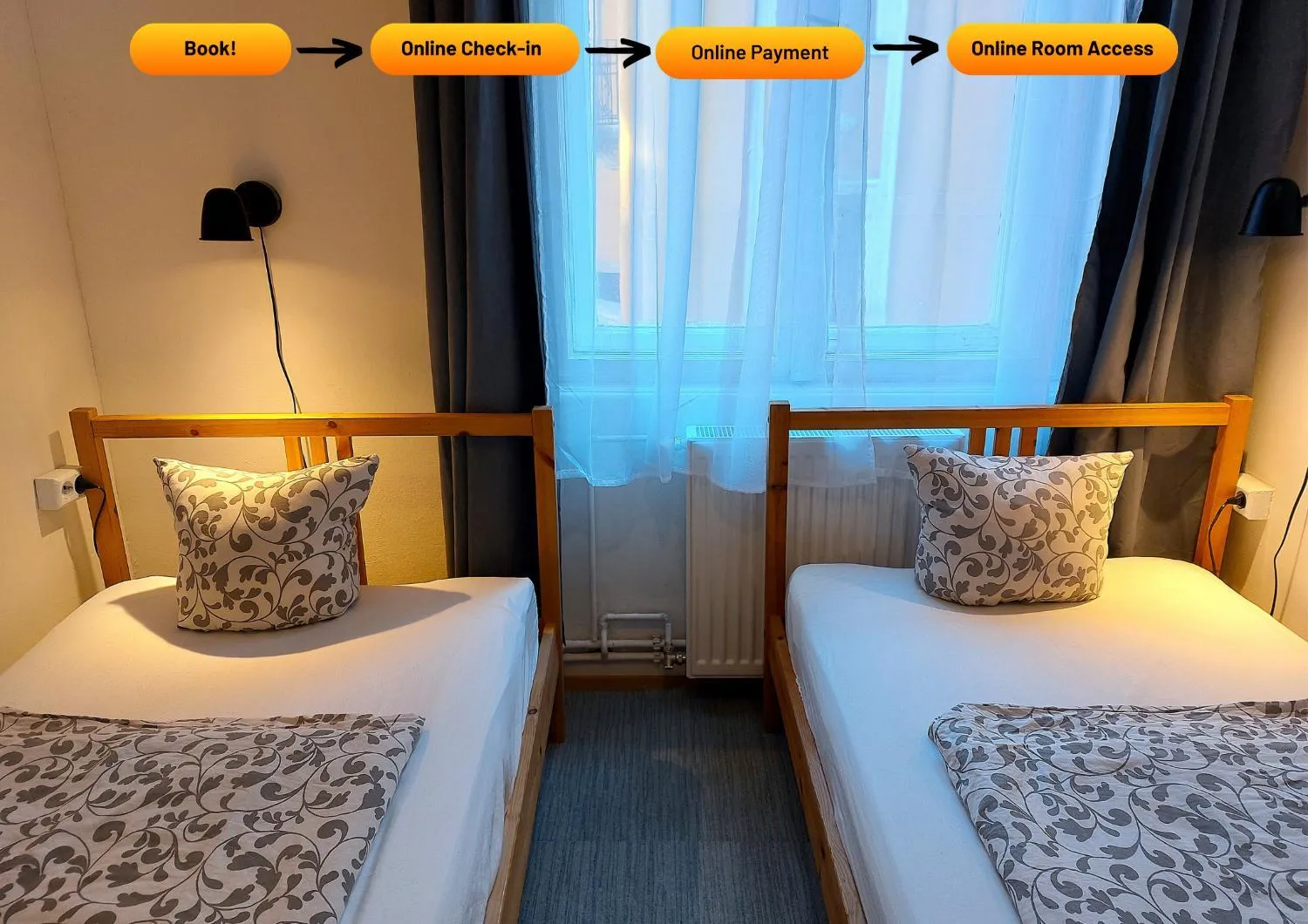 Bed in GoodMo Budapest Smart Rooms