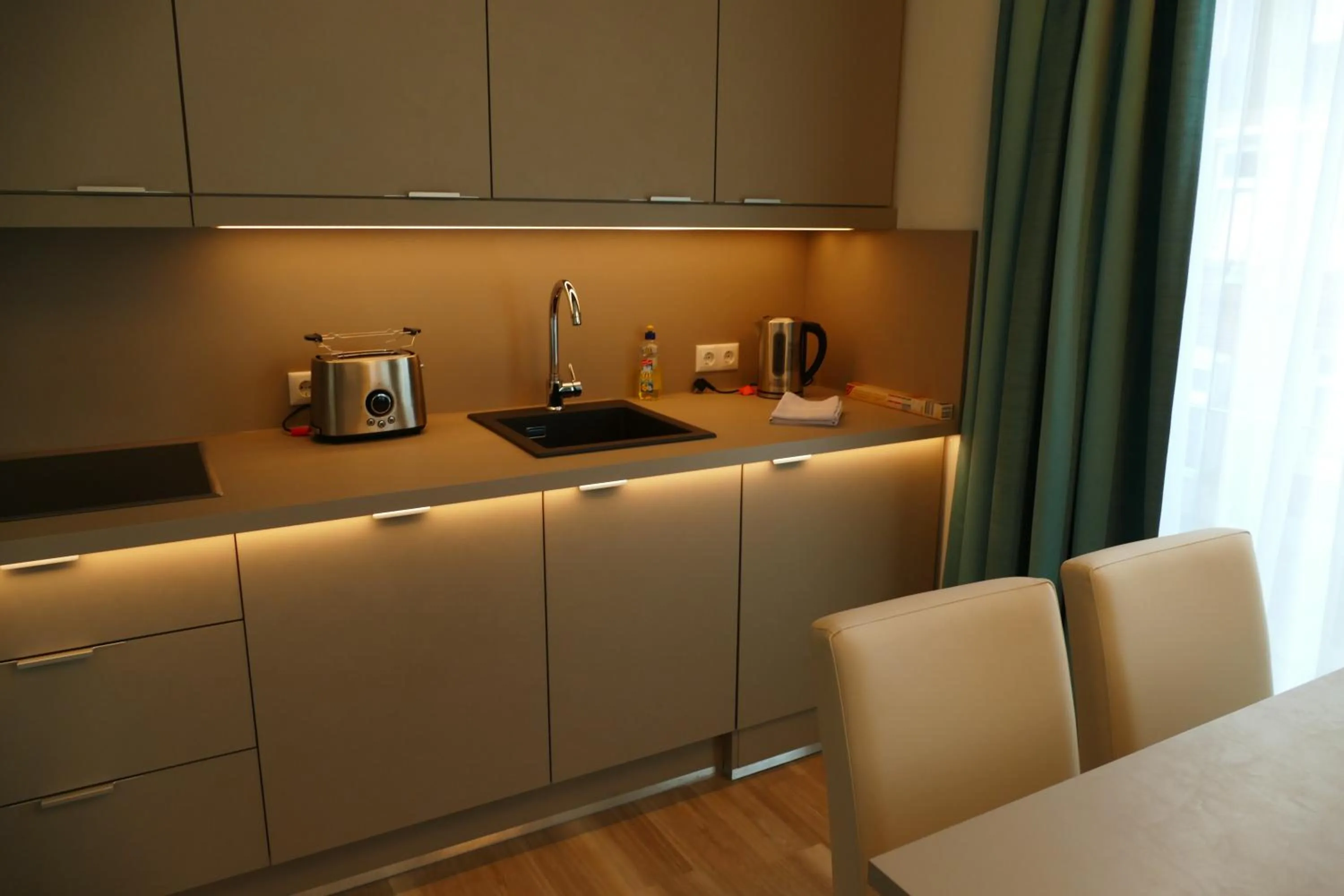 Kitchen or kitchenette in Meyn's Apartments & Hotel