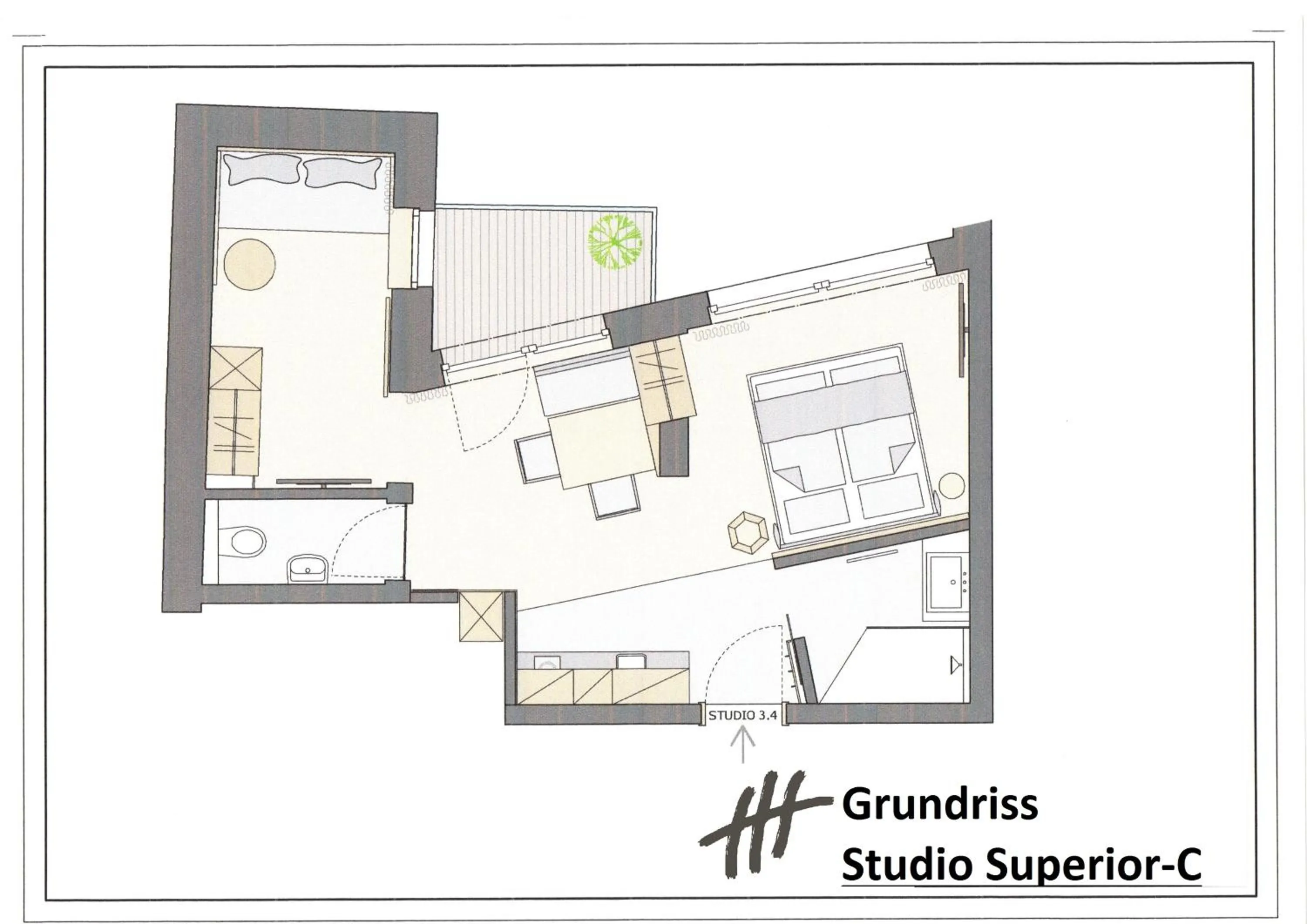 Decorative detail in VIER Studios & Restaurant