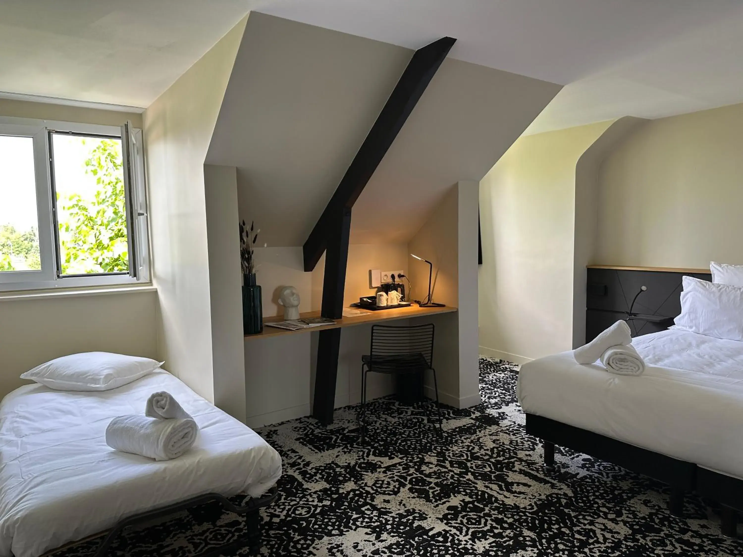 Bed in Logis Hôtel & Restaurant Le Vert Bocage Bed in Logis Hôtel & Restaurant Le Vert Bocage