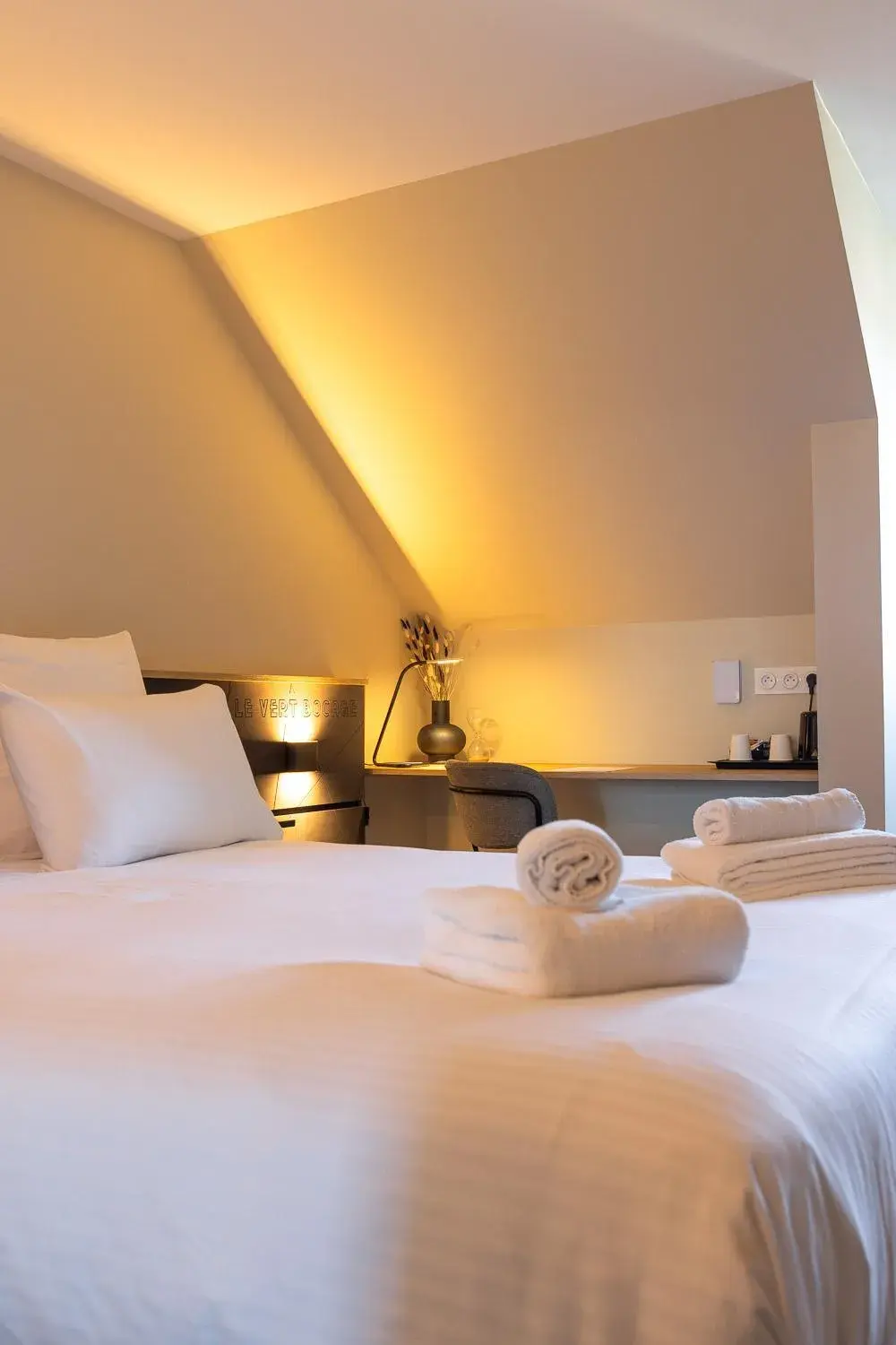 Bed in Logis Hôtel & Restaurant Le Vert Bocage Bed in Logis Hôtel & Restaurant Le Vert Bocage