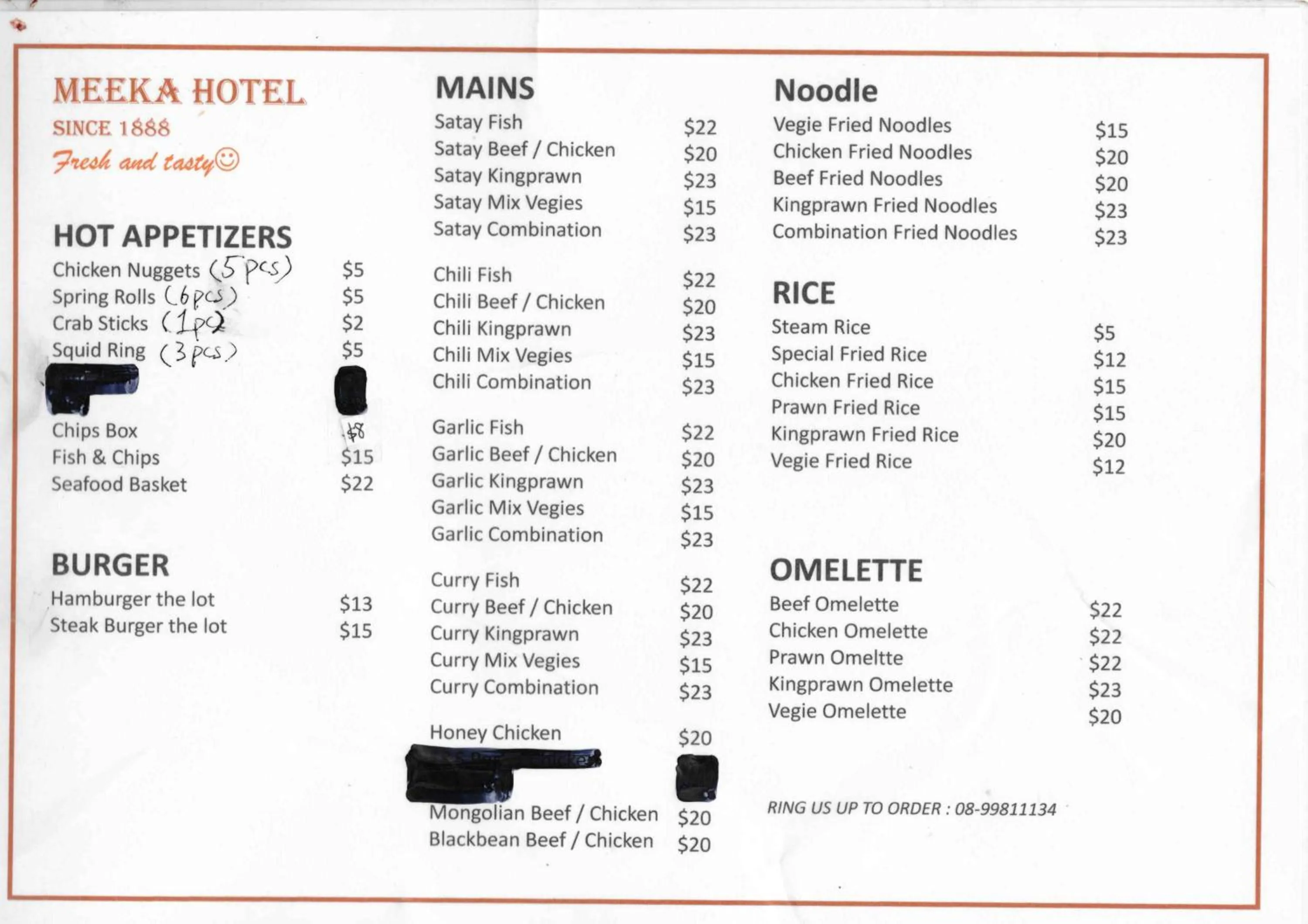 Restaurant/places to eat in Meekatharra Hotel