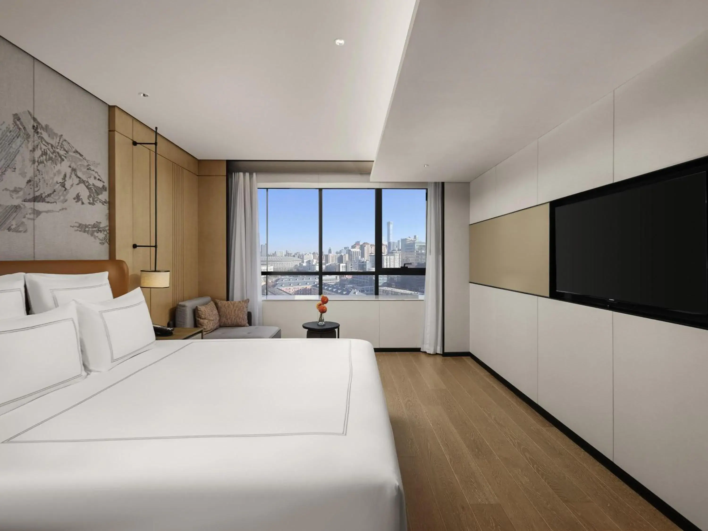 Bedroom, Bed in Swissotel Beijing Hong Kong Macau Center - 1 min to subway Bedroom, Bed in Swissotel Beijing Hong Kong Macau Center - 1 min to subway