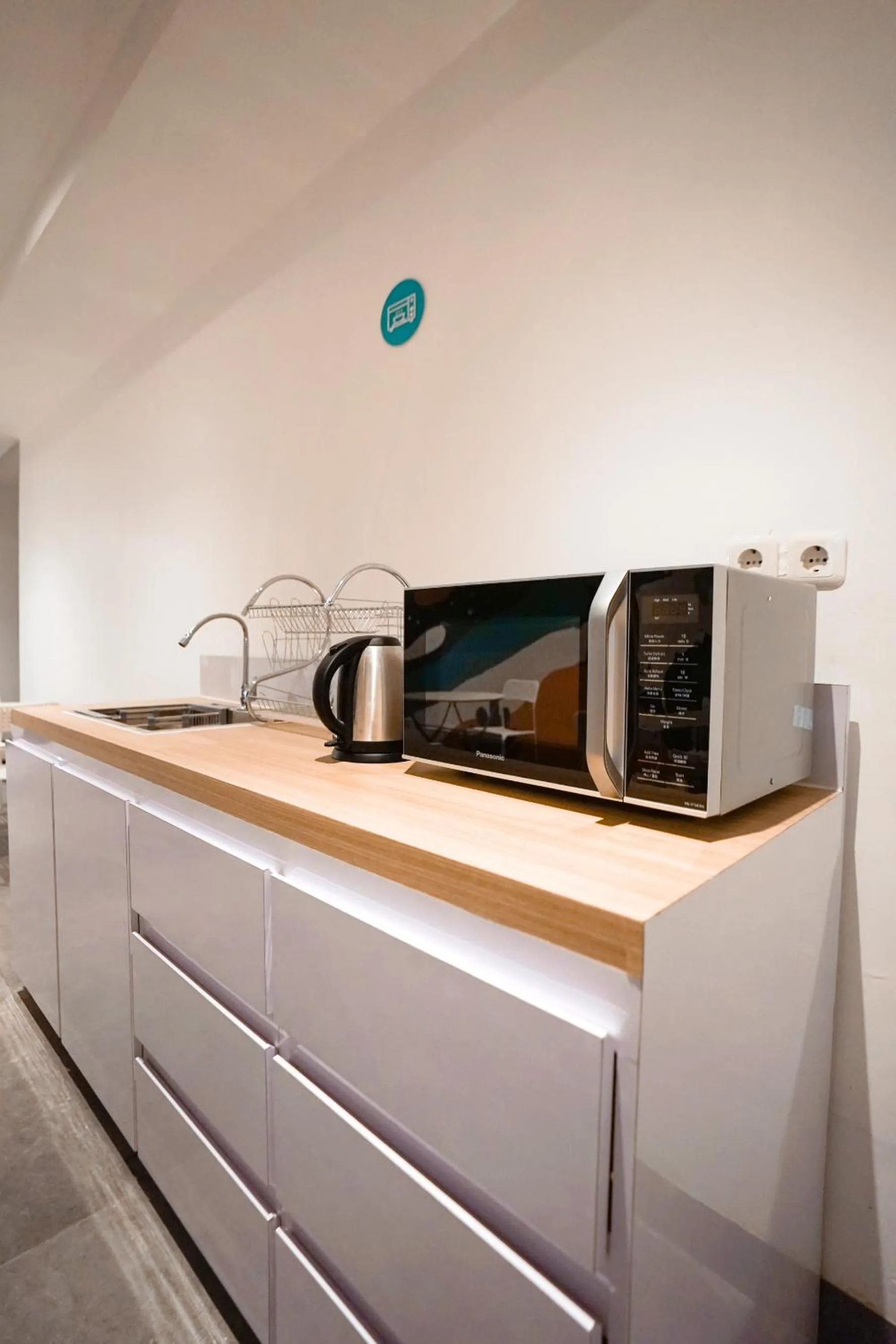 Communal kitchen in Bobopod Tanah Abang, Jakarta