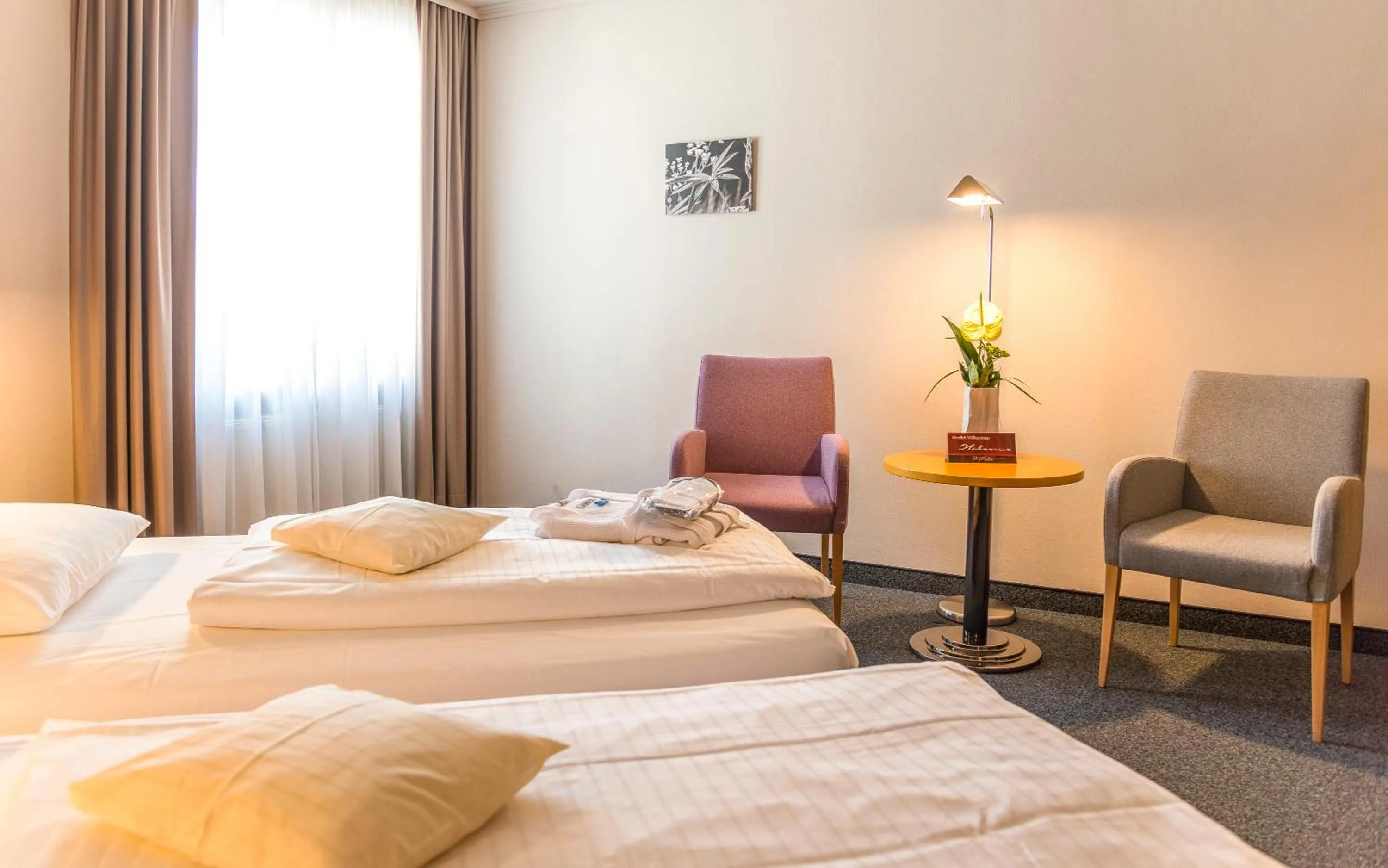 View (from property/room), Bed in Golfhotel Fahrenbach