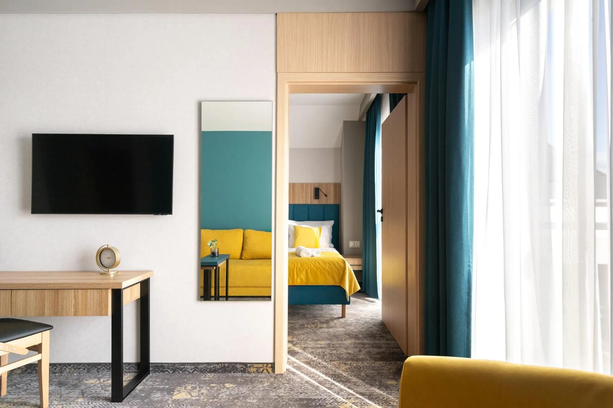 Seating area, Bed in Rezydencja AMBRE