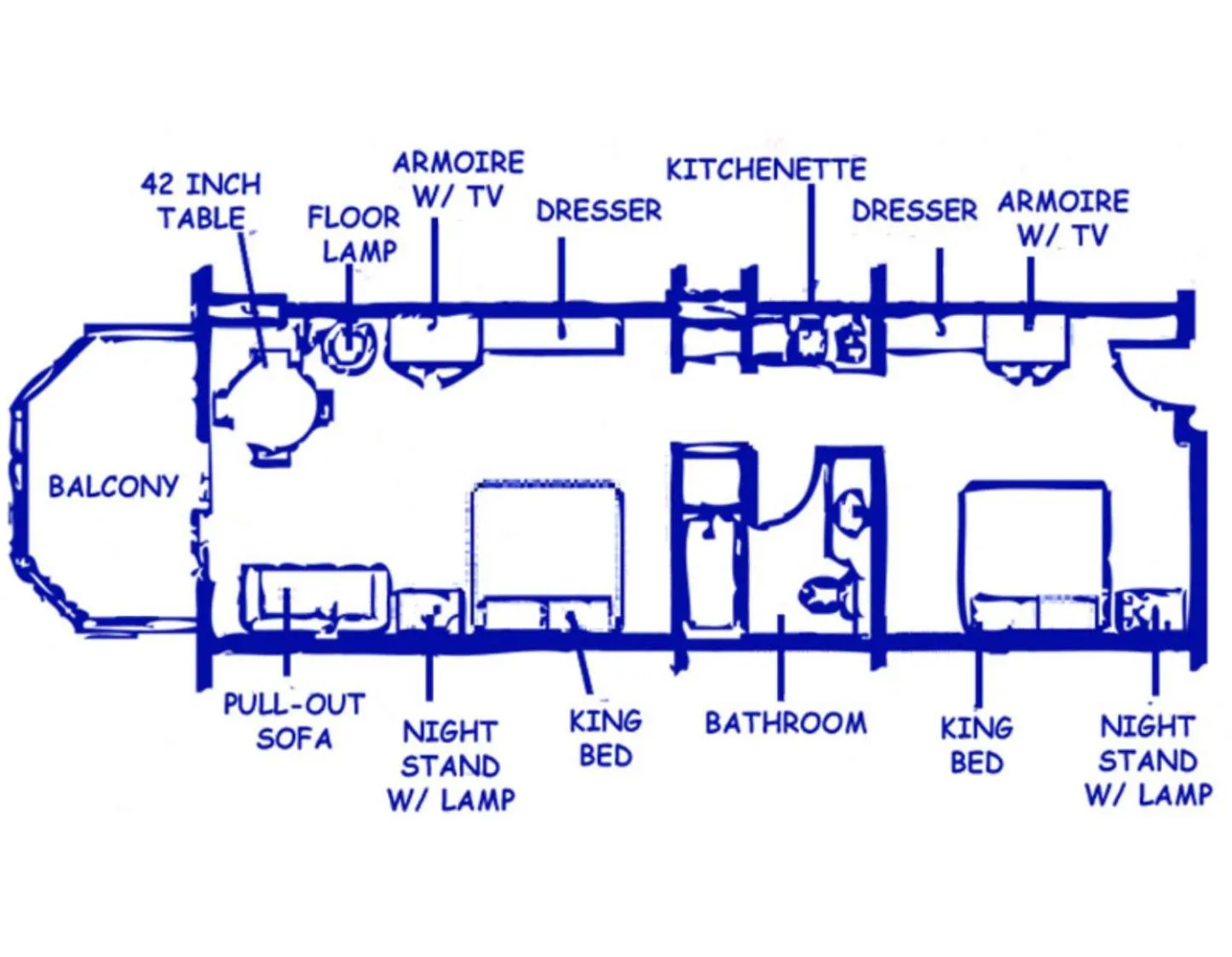 Floor plan in Tidelands Caribbean Boardwalk Hotel and Suites