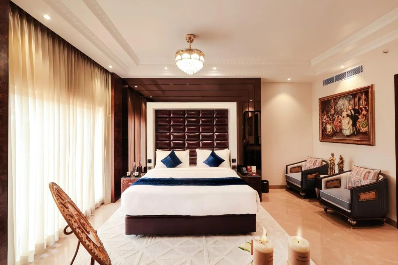 Bed in Hukam's Lalit Mahal - Hotel Convention Club