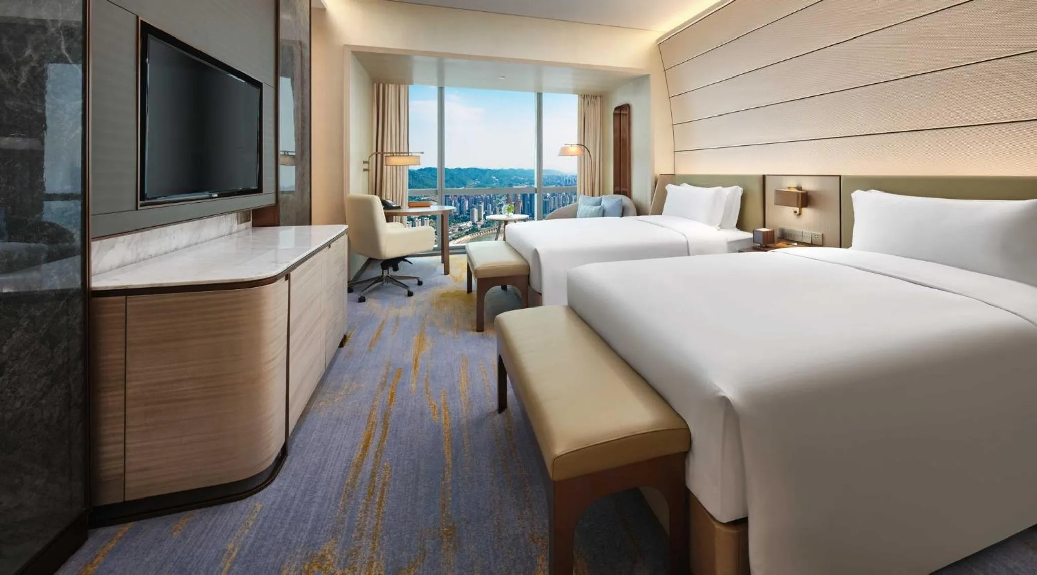 Photo of the whole room, Bed in InterContinental Chongqing Raffles City by IHG