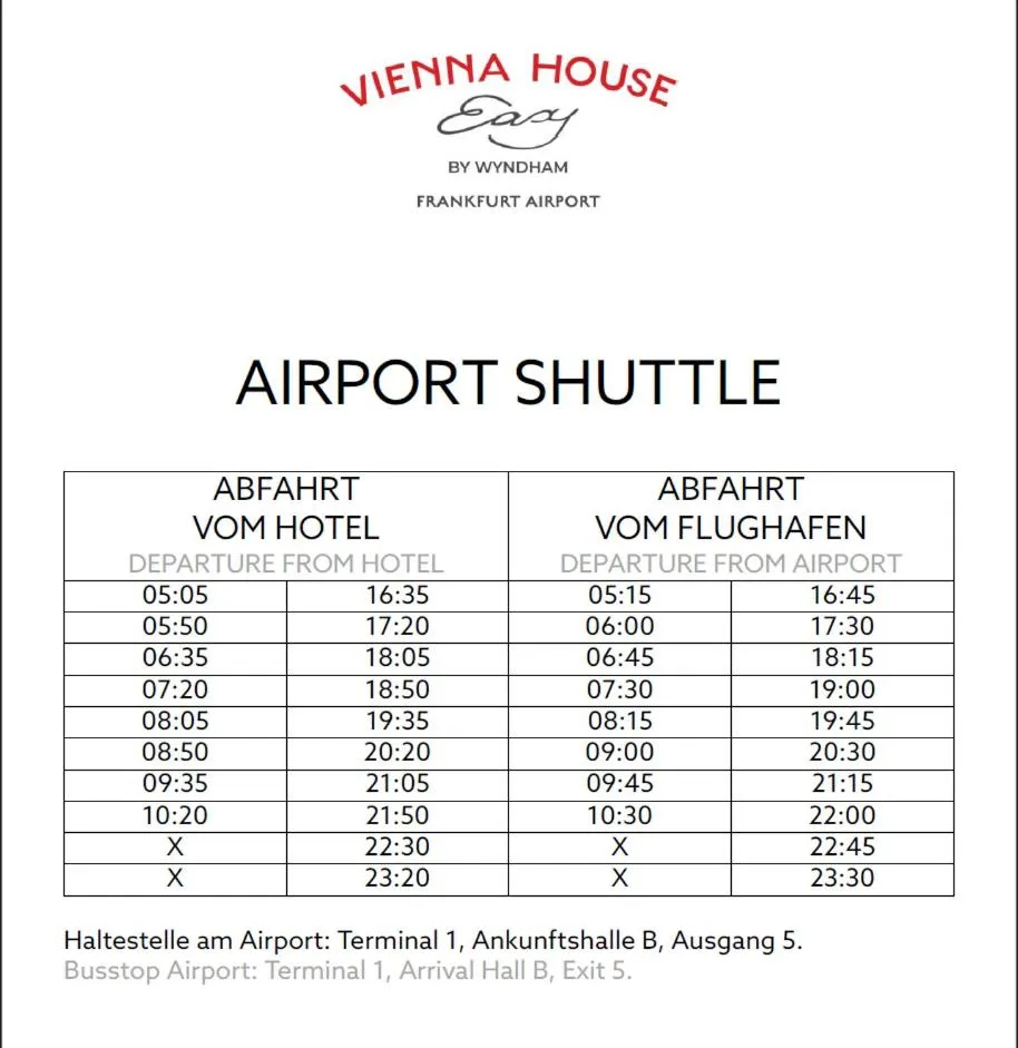 shuttle in Vienna House Easy by Wyndham Frankfurt Airport
