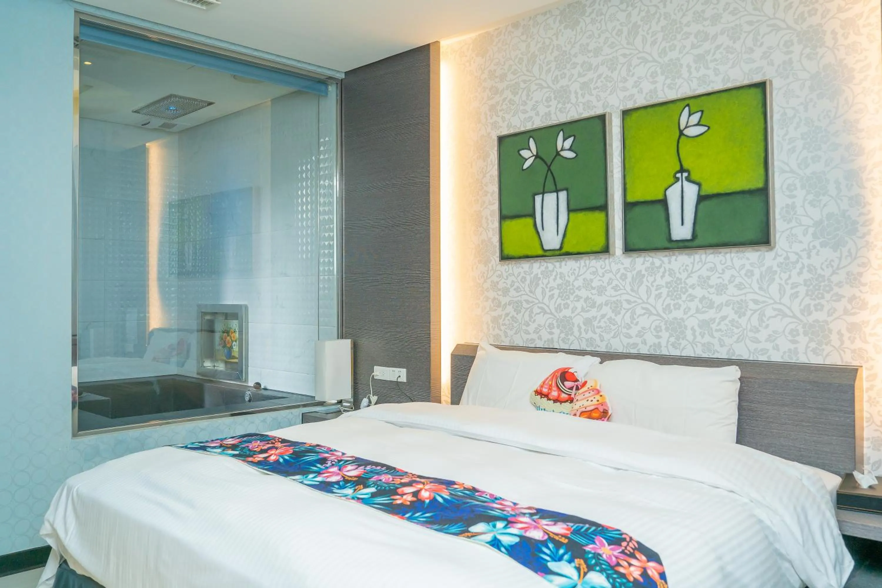 Bed in 日月潭天月水色民宿 (老街-停車-度假）skylight bnb