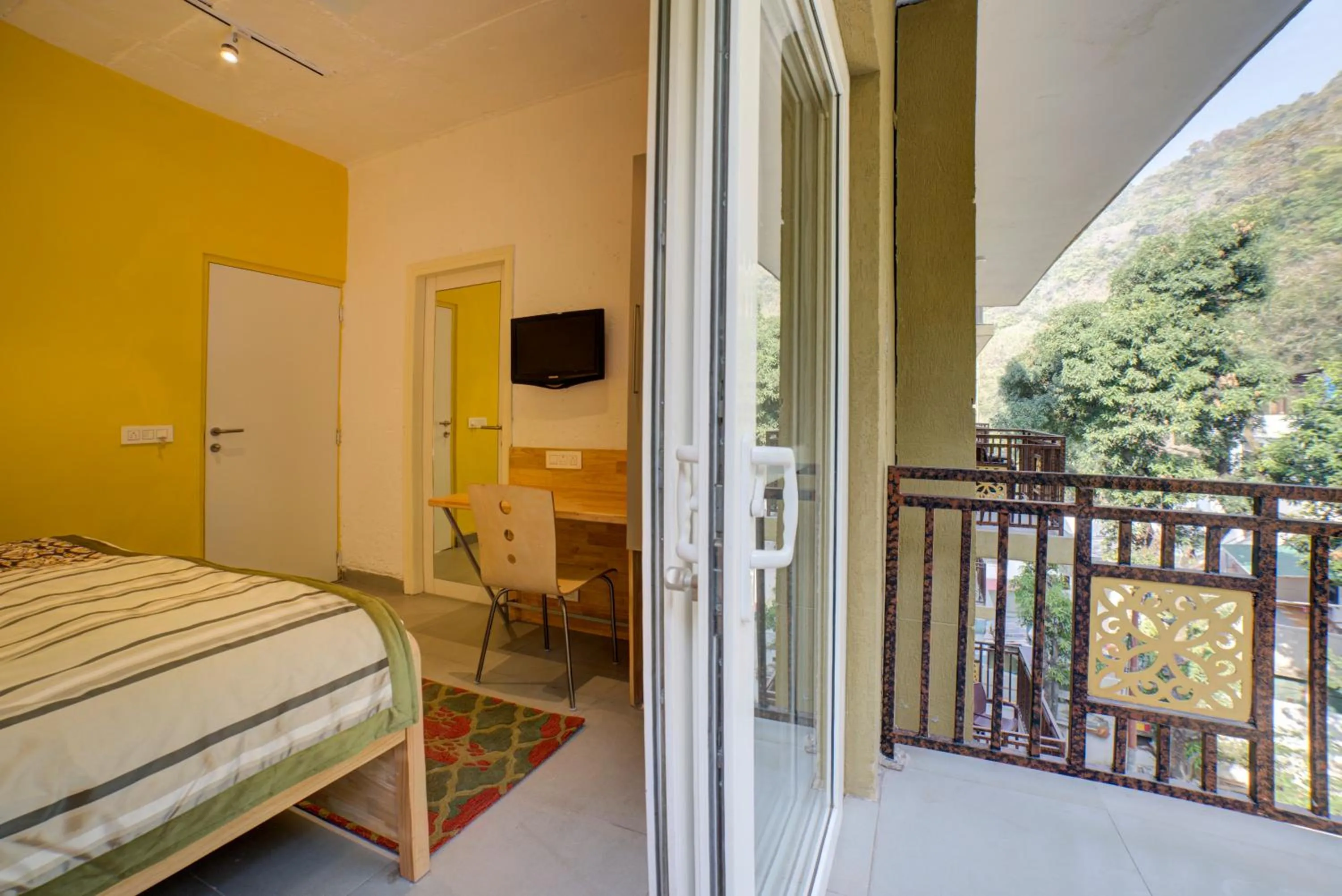 View (from property/room), Bed in Bedzzz Rishikesh by Leisure Hotels