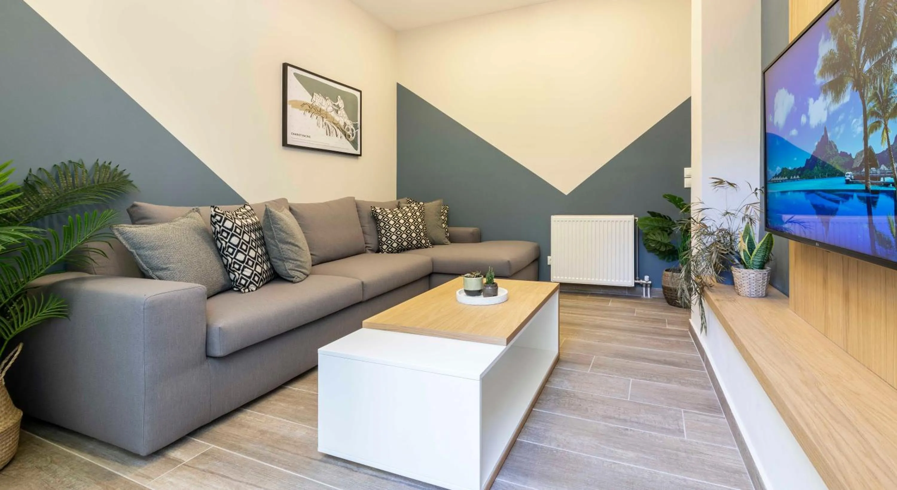 Living room in “Champions” Apartment in N. Kosmos neighbourhood