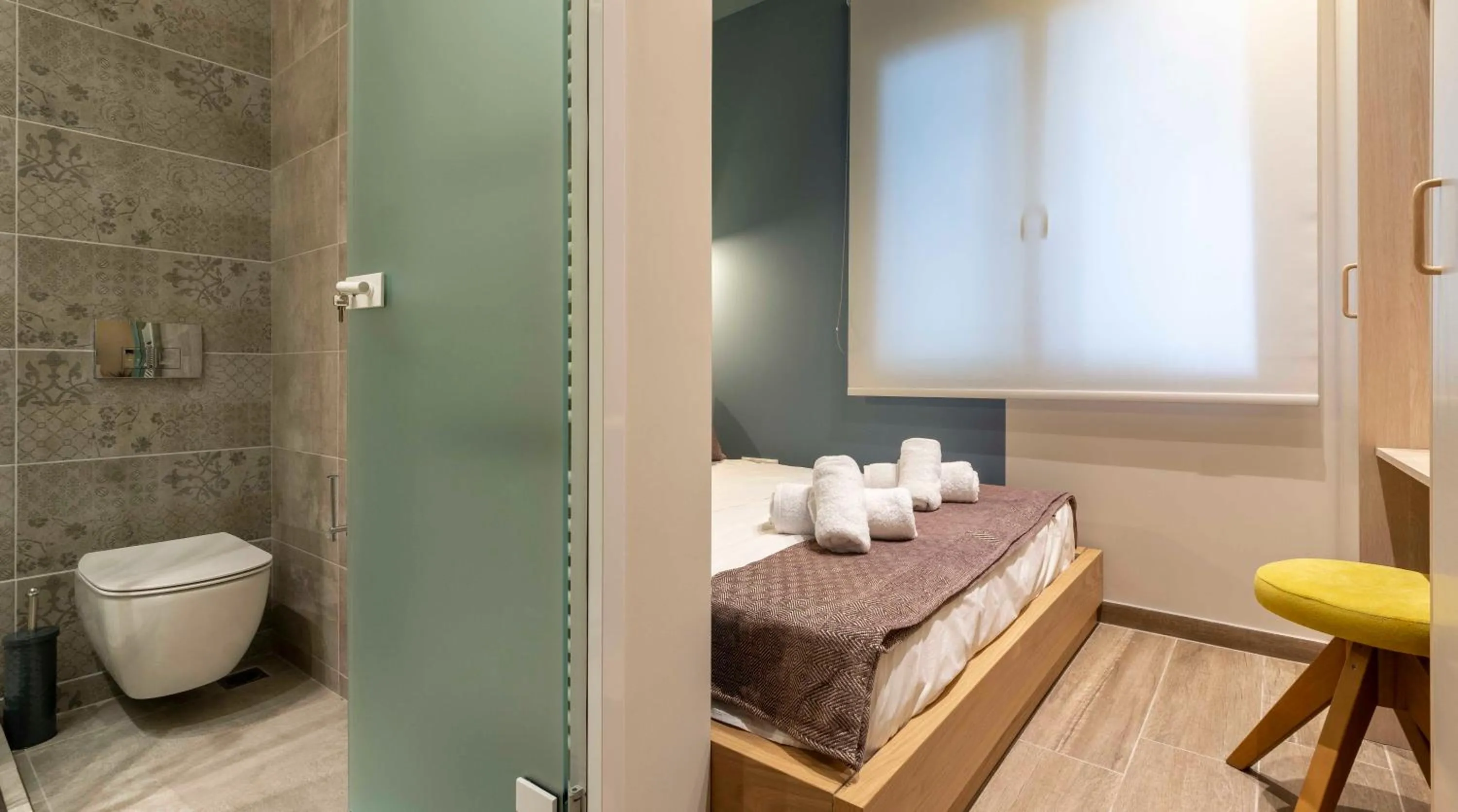 Bed in “Champions” Apartment in N. Kosmos neighbourhood