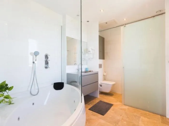 Toilet in Kronos on the Beach Attic Suite
