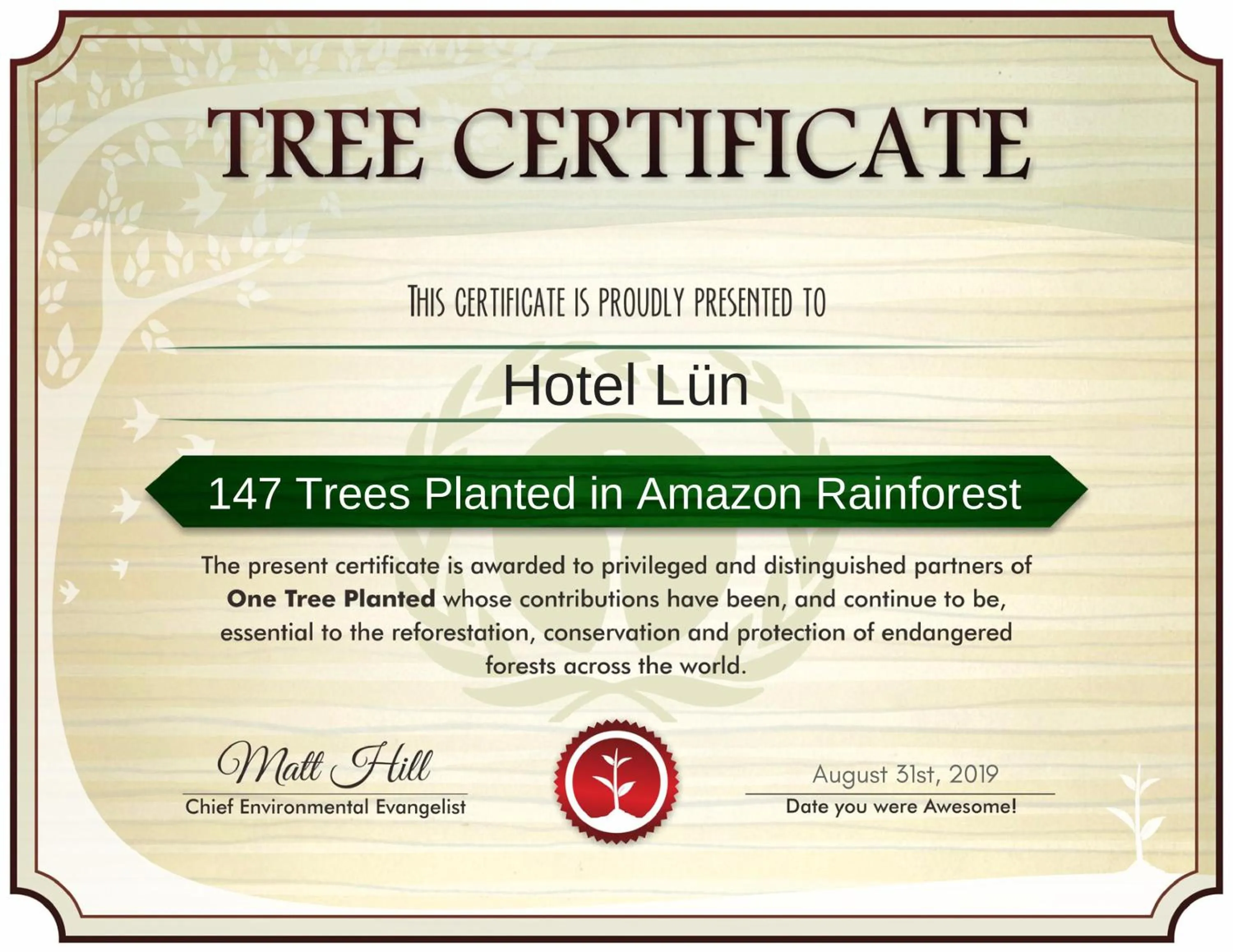 Certificate/Award in Hotel Lün