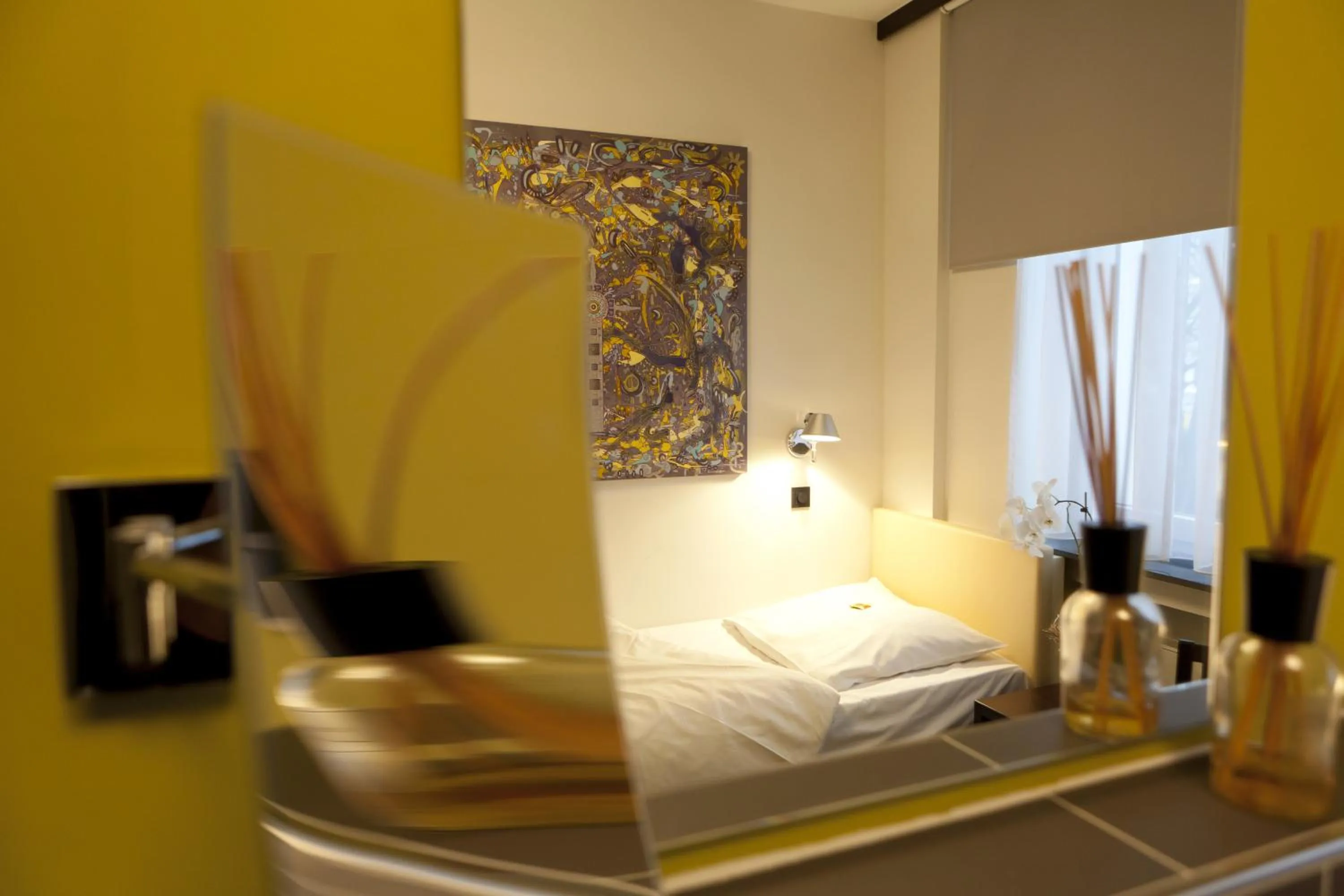 Decorative detail, Bed in art Hotel Tucholsky