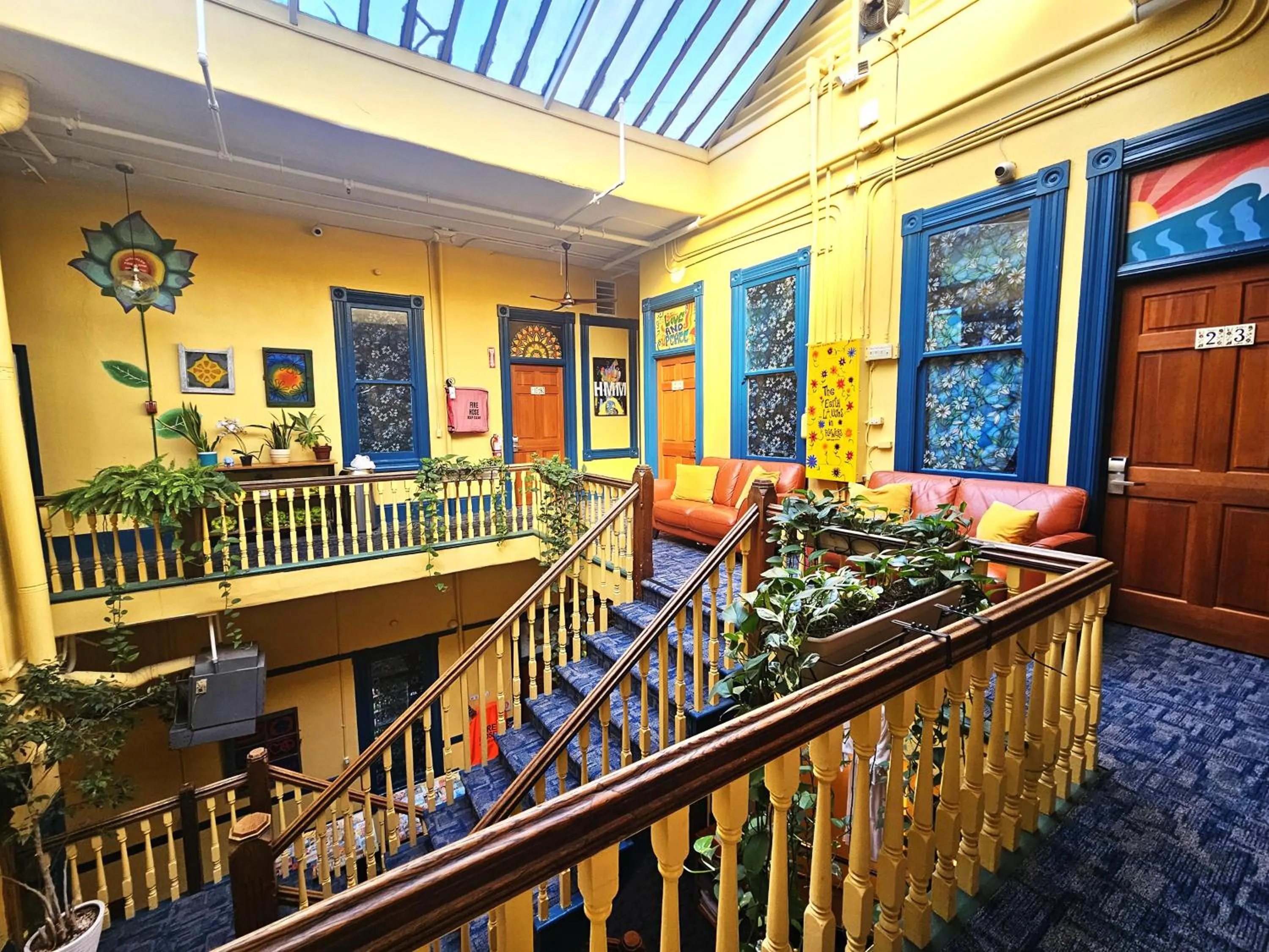 Seating area in Gaslamp Hostel