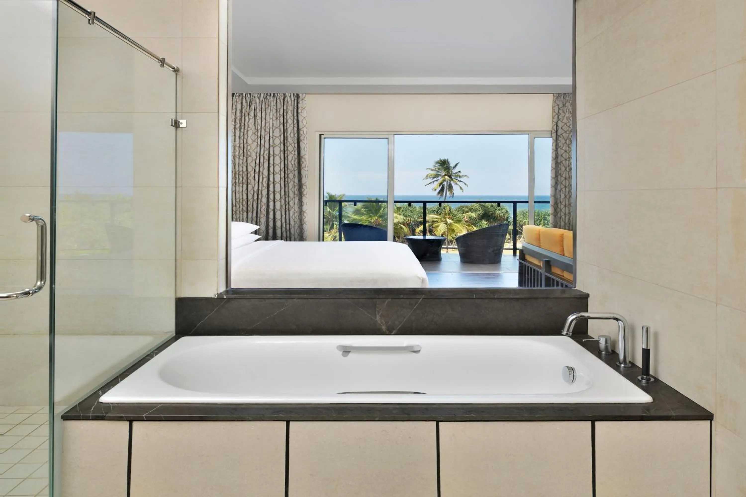Bathroom, Bed in Sheraton Kosgoda Turtle Beach Resort