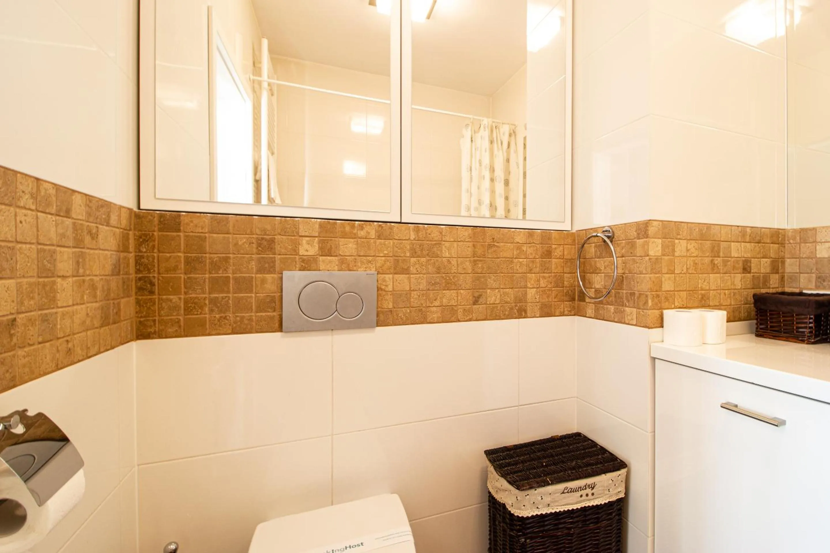 Bathroom in Krasińskiego Żoliborz Stylish Apartment by BookingHost