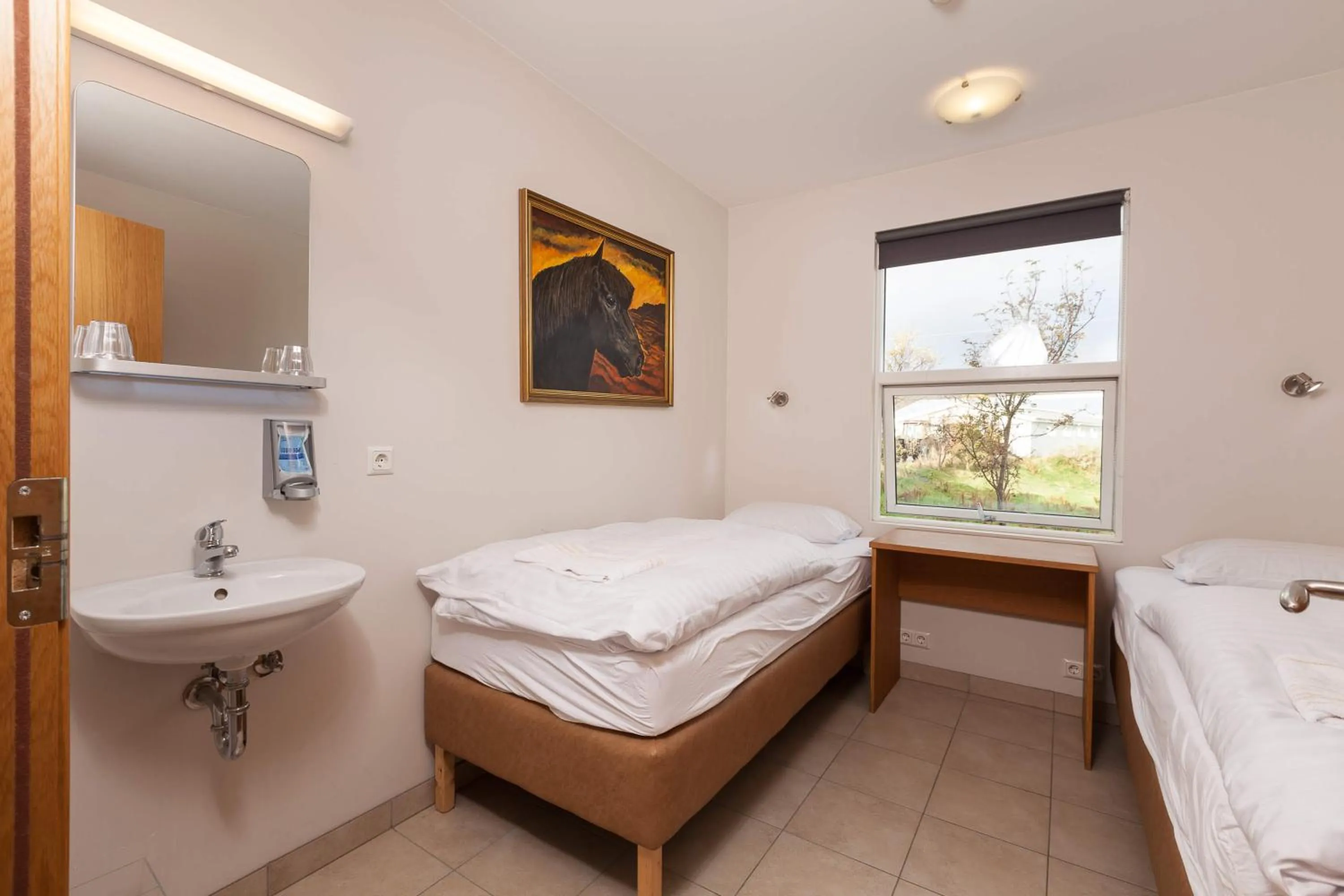 Bed in Guesthouse Eldhestar