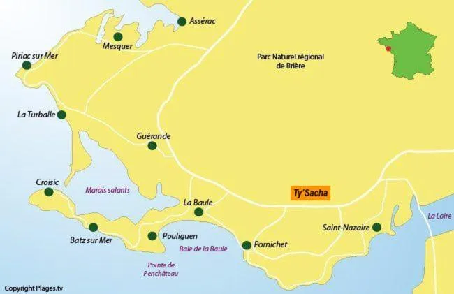 Location in Aux portes de Pornichet, Chambres d'hôtes Ty'Sacha