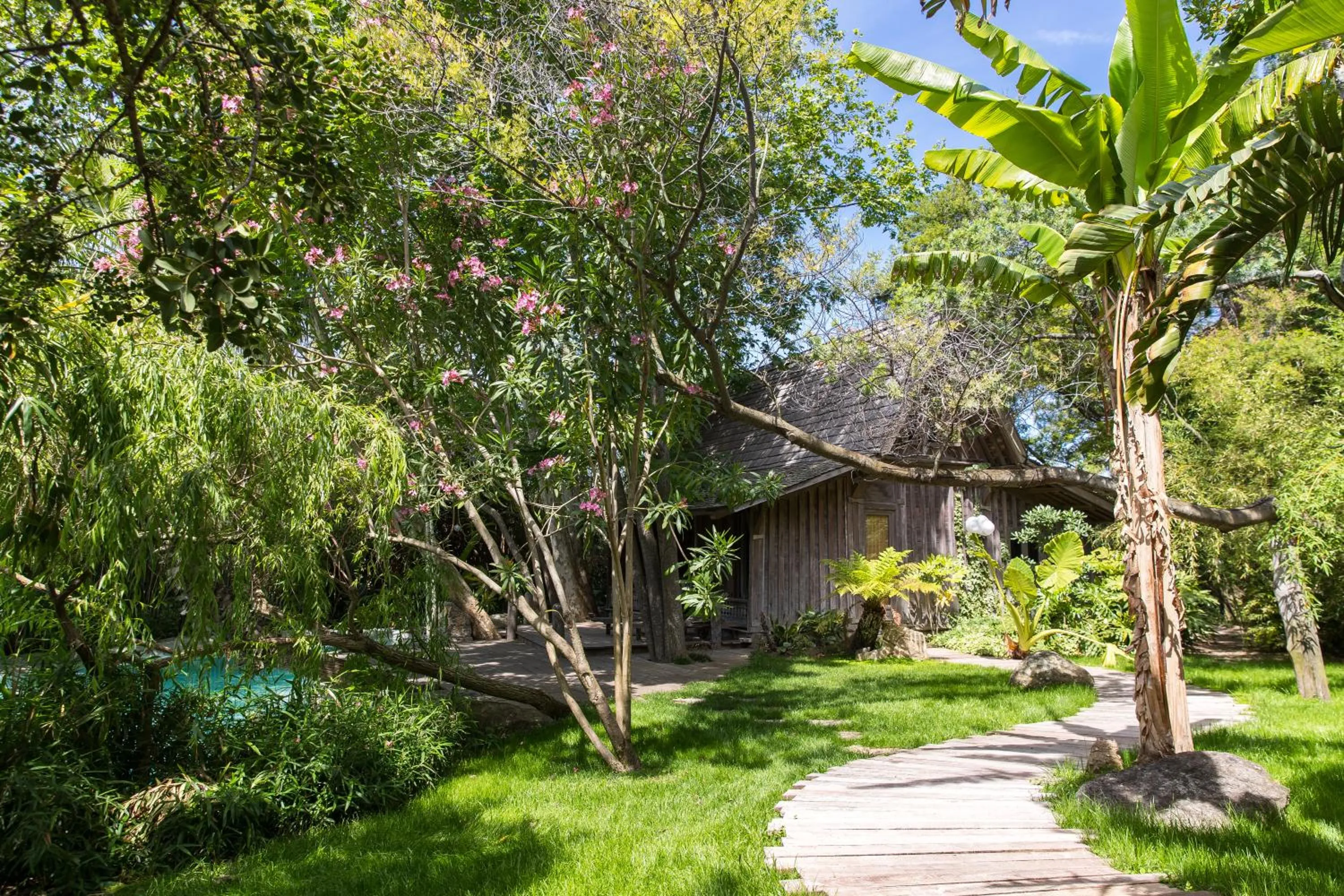 Pool view in Domaine Les Mésanges