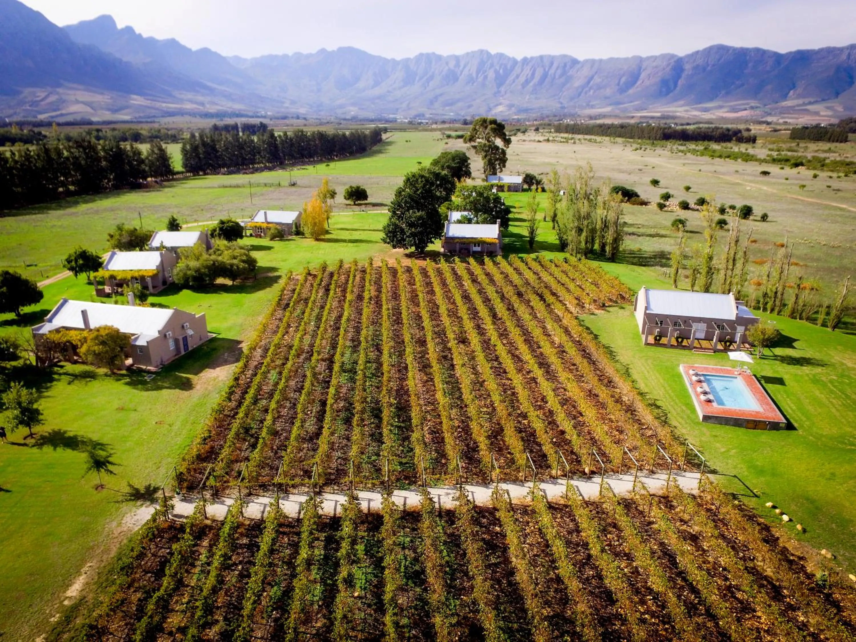 Bird's eye view in Saronsberg Vineyard Cottages