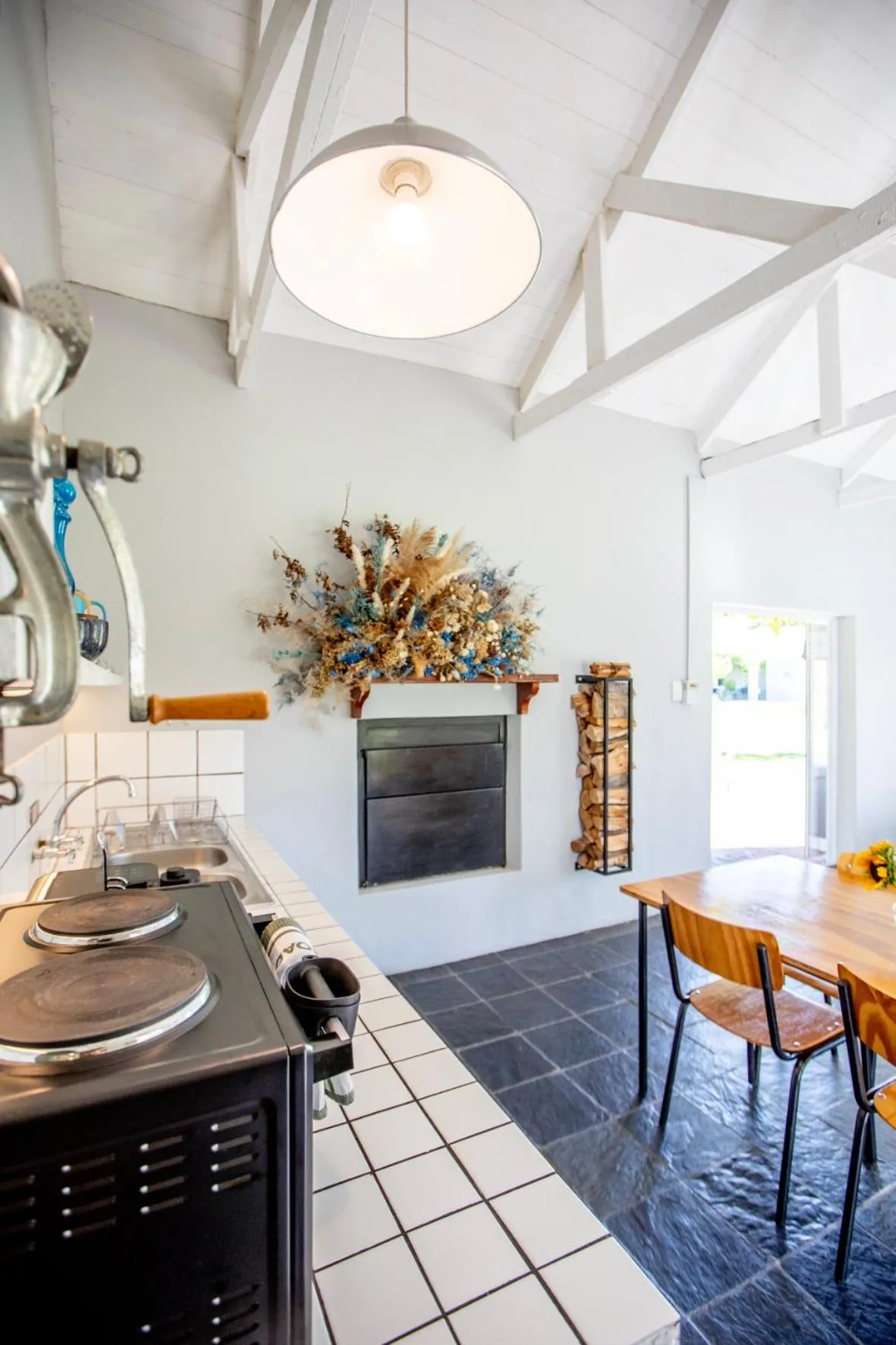 fireplace in Saronsberg Vineyard Cottages