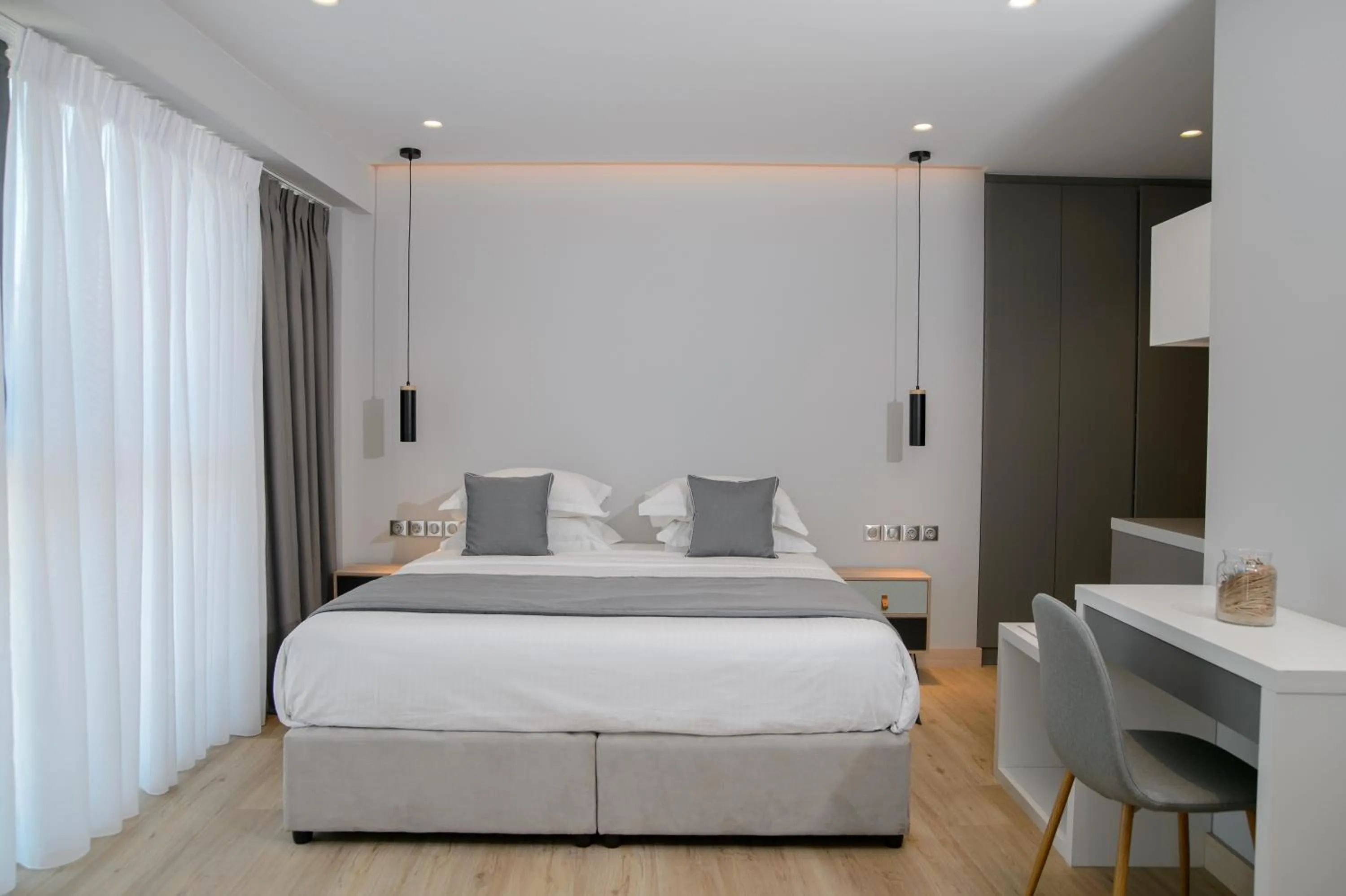 Bed in The Convo Syngrou Apartments