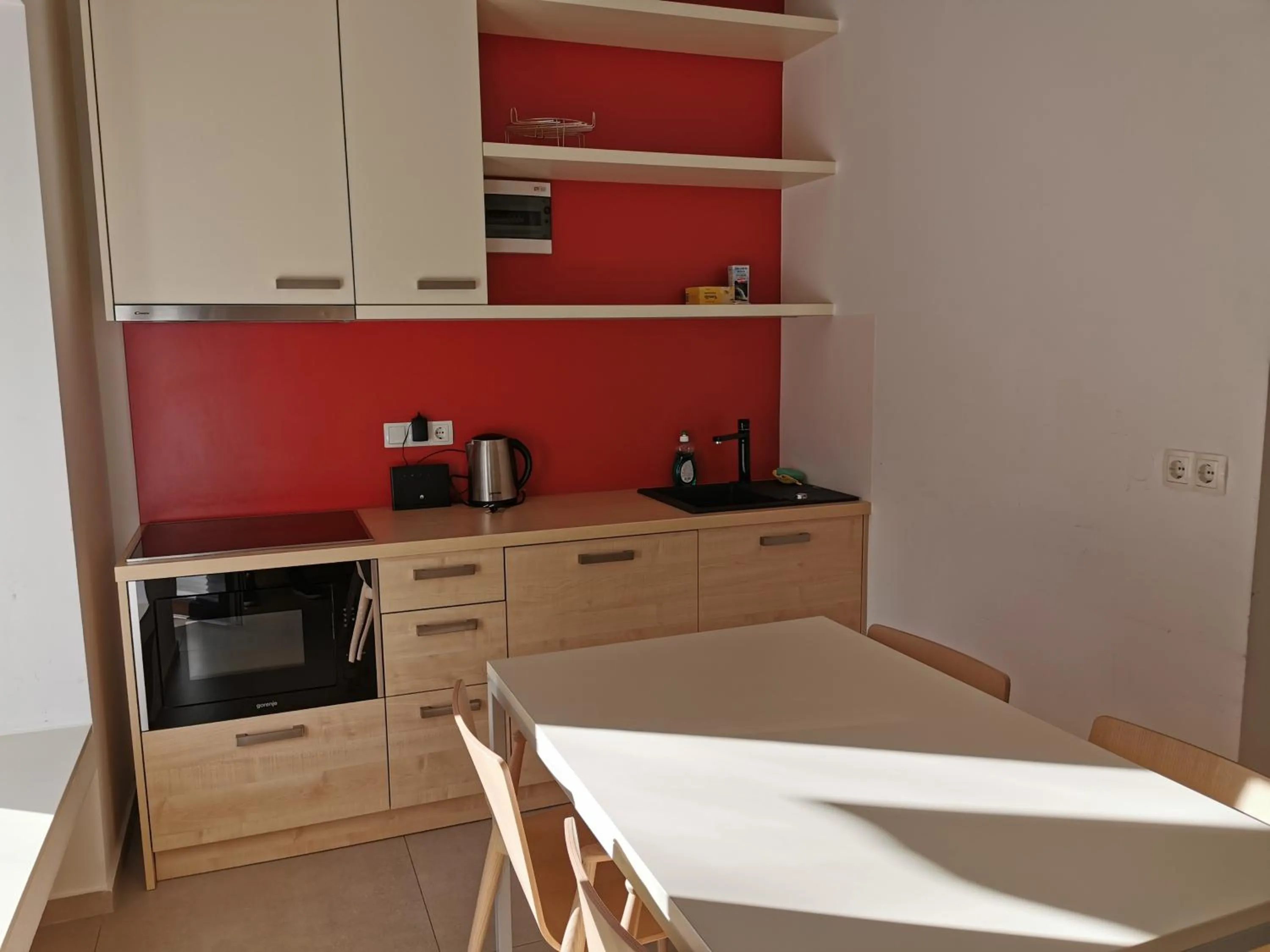 Kitchen or kitchenette in Cube studio by the river (with free bike rental)