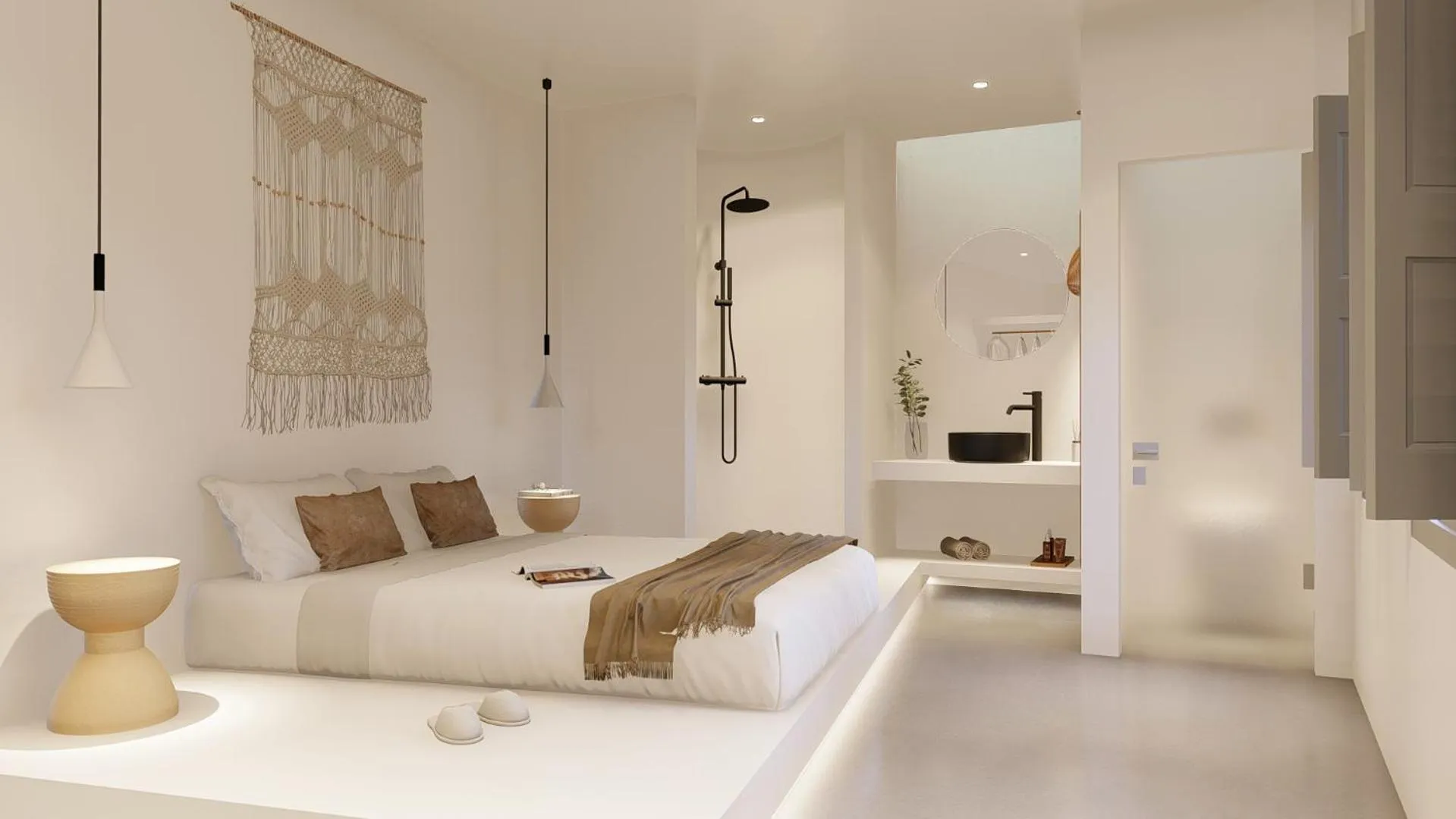 Bed in Cilon Suites Santorini