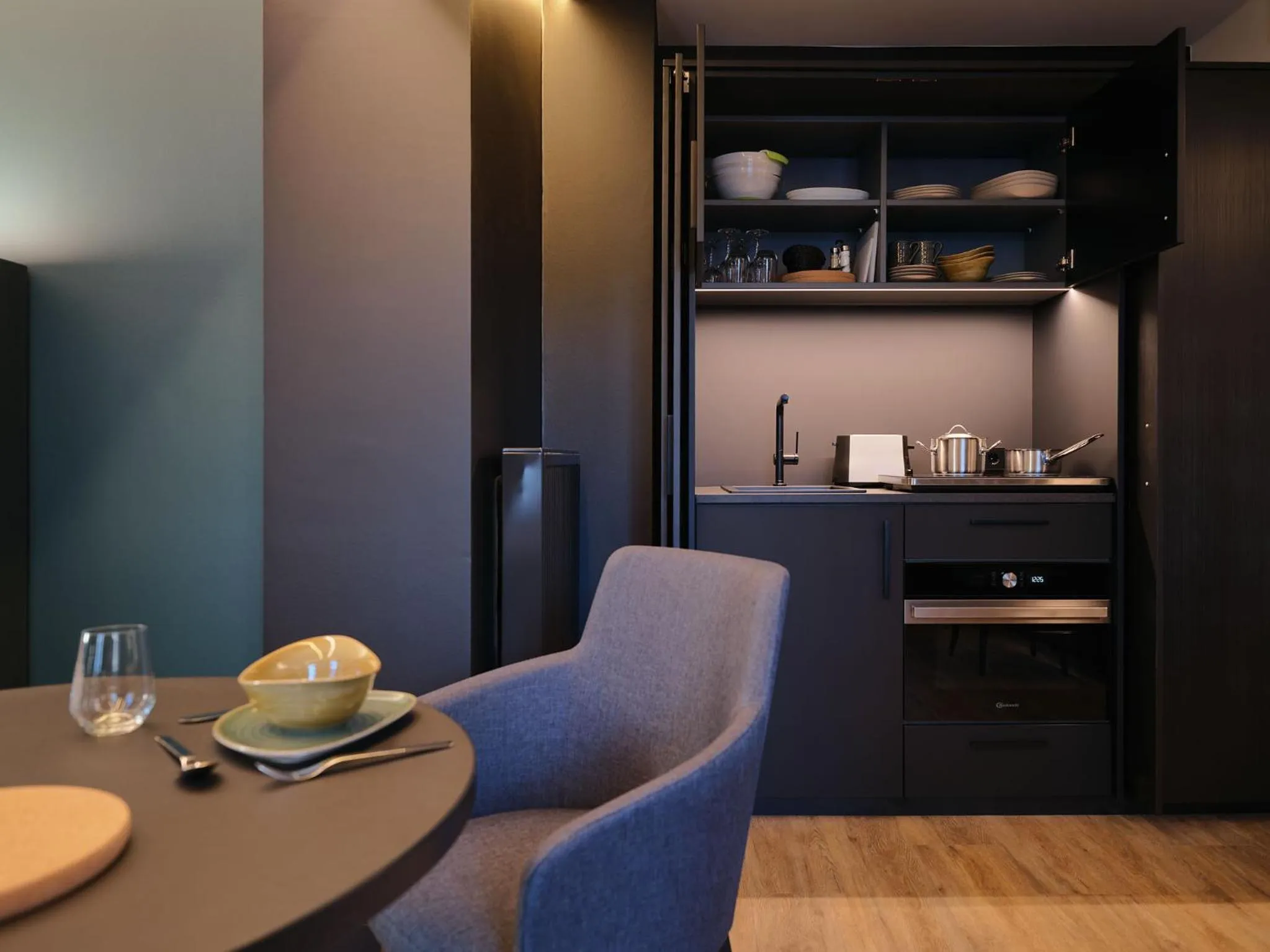 Kitchen or kitchenette in Hotel am Sophienpark