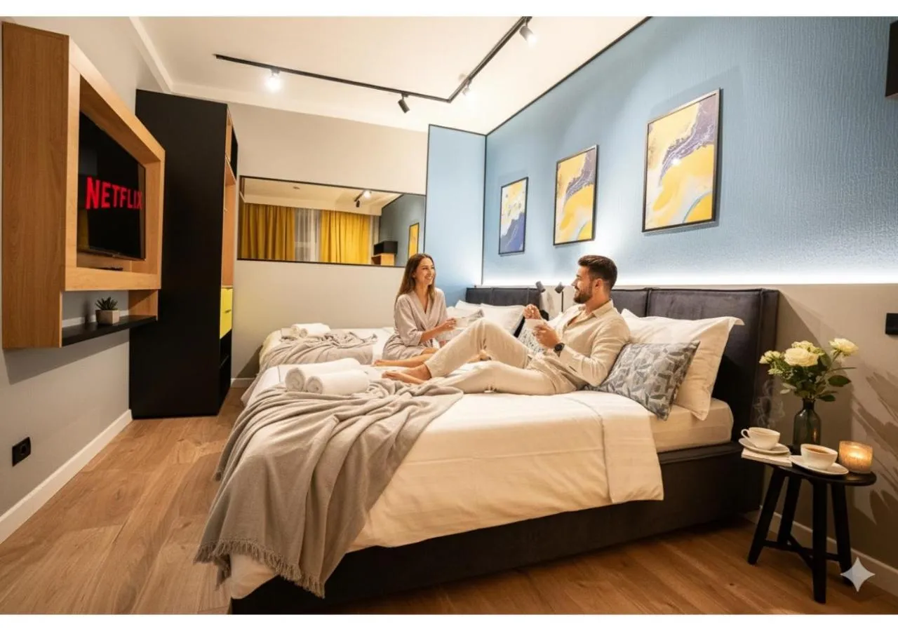 Bed in Emil Balaban Luxury Apart-Hotel