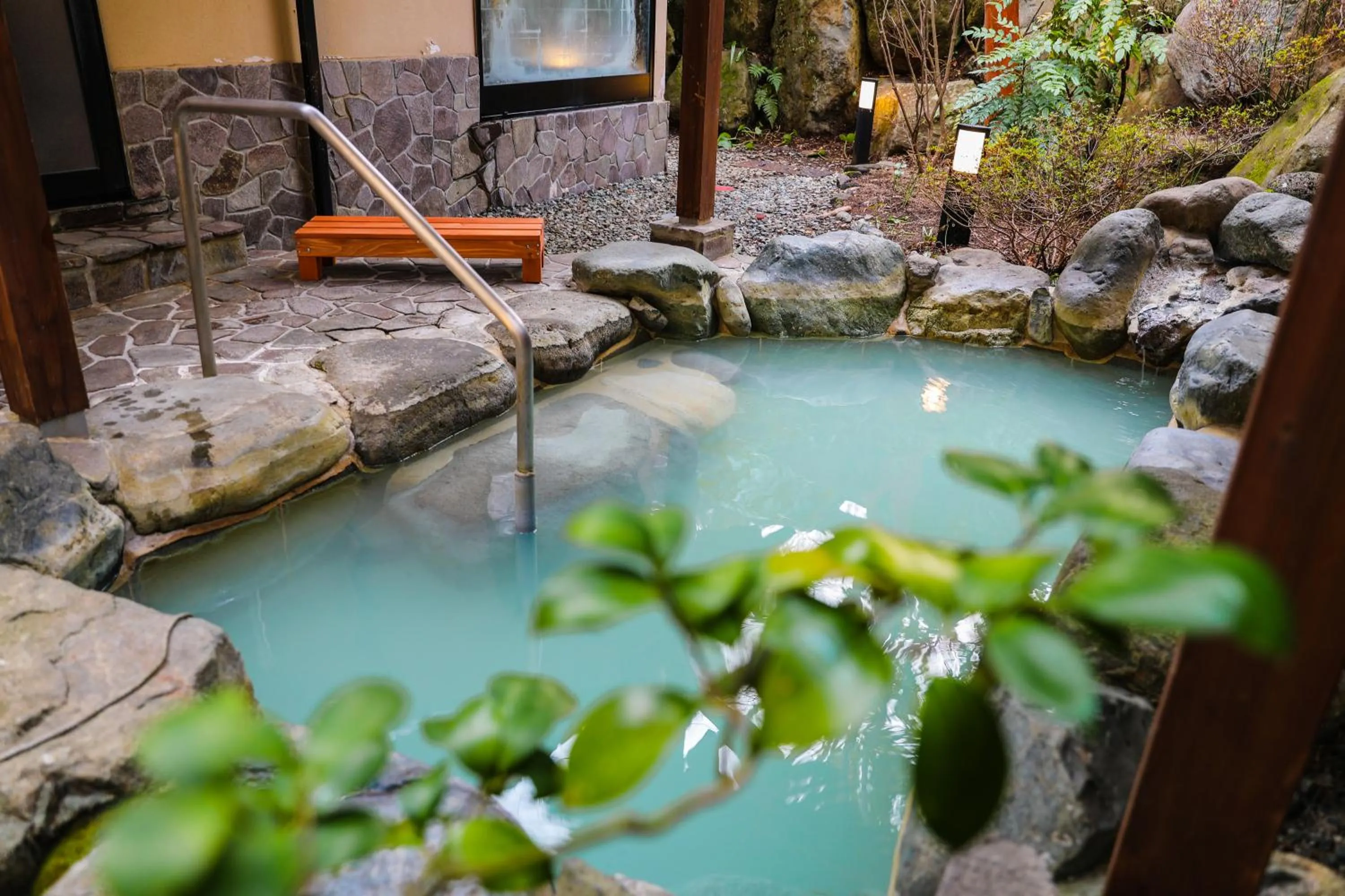 Hot Spring Bath in Ajisai Onsen Ryokan - Award Winning Private Open Air Onsen