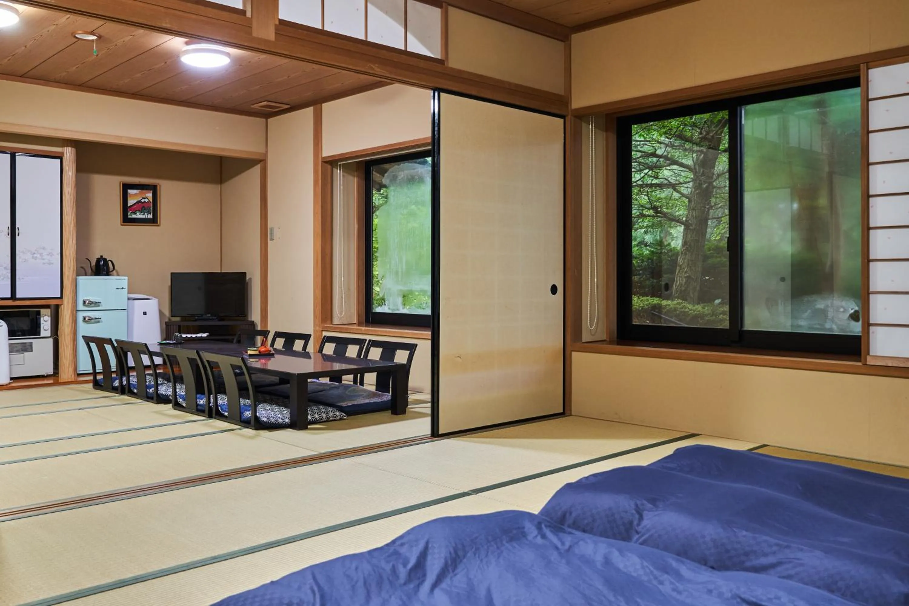Bed in Ajisai Onsen Ryokan - Award Winning Private Open Air Onsen