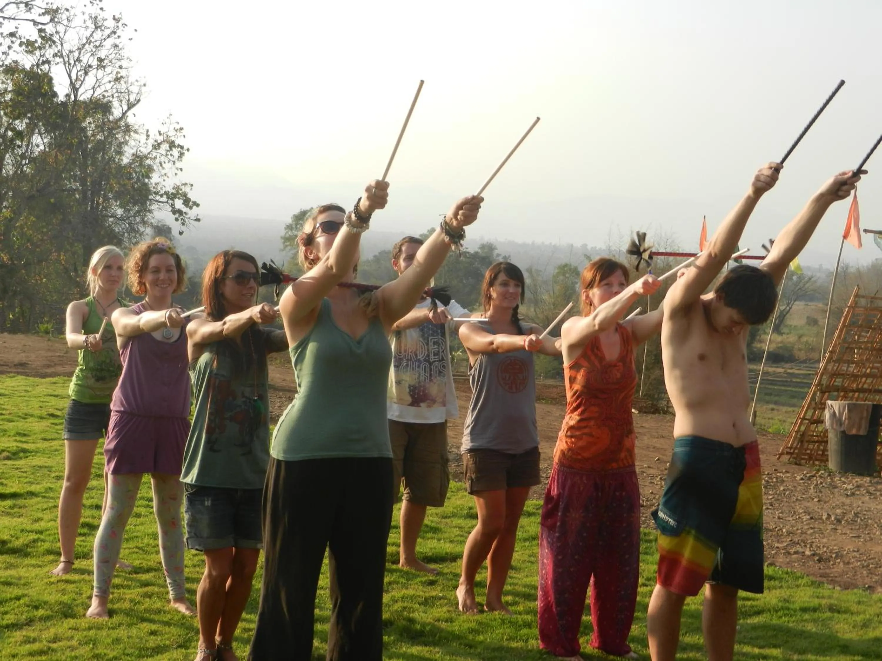 People in Pai circus hostel