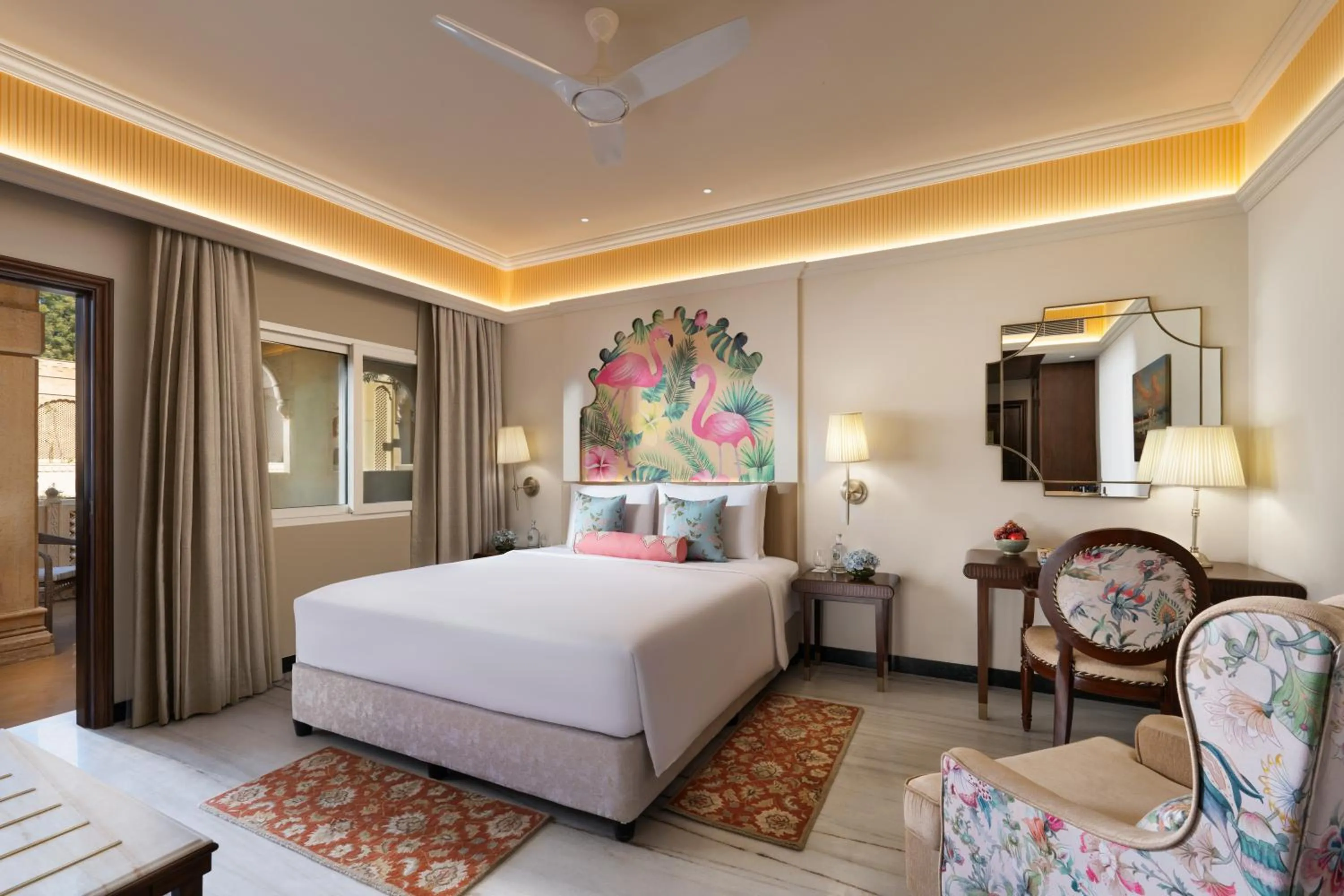 Photo of the whole room, Bed in Taj Gorbandh Palace, Jaisalmer