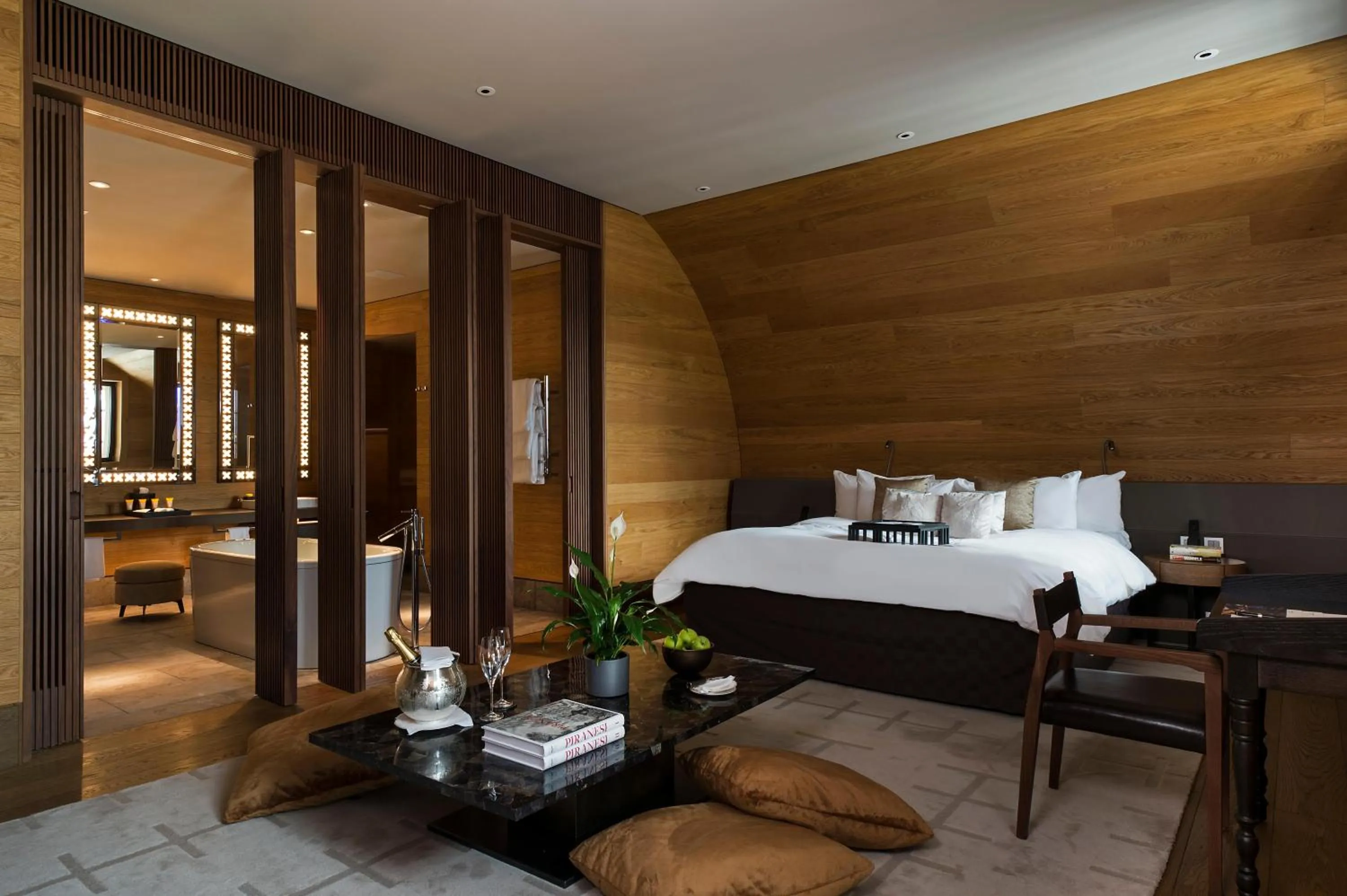 Bathroom, Bed in The Chedi Andermatt