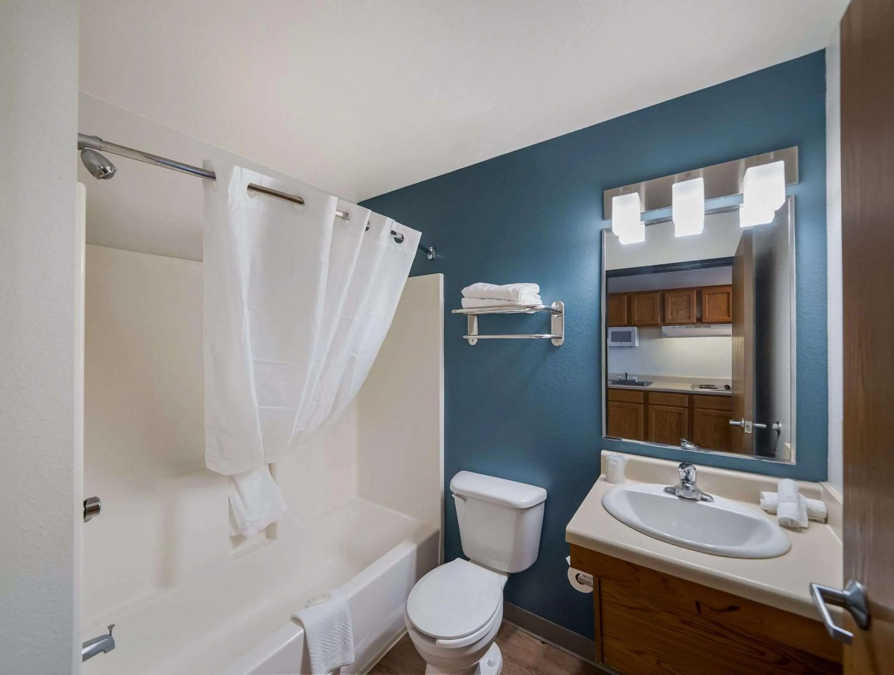 Bathroom in WoodSpring Suites Fort Worth Trophy Club
