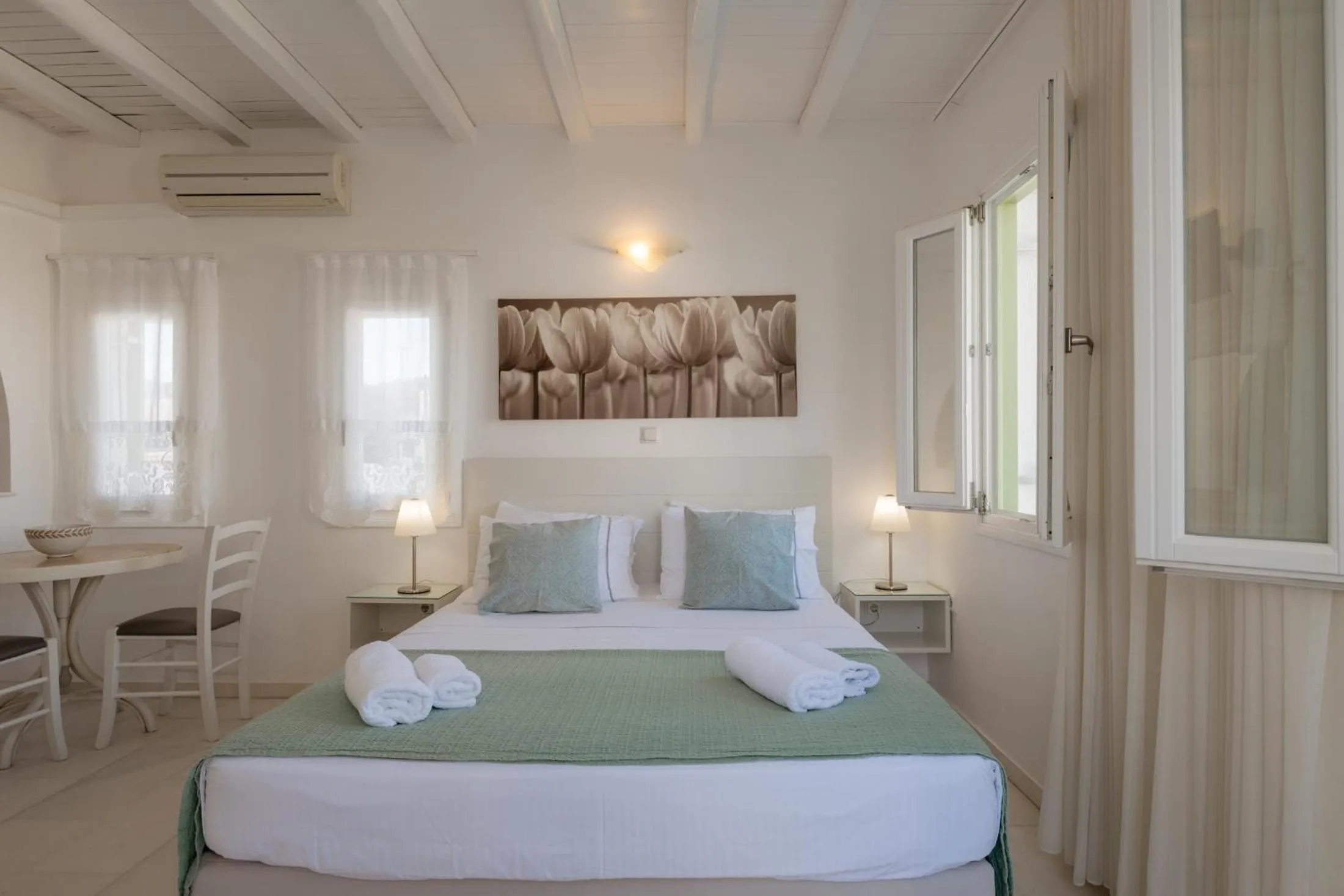 Bed in Anthos Apartments