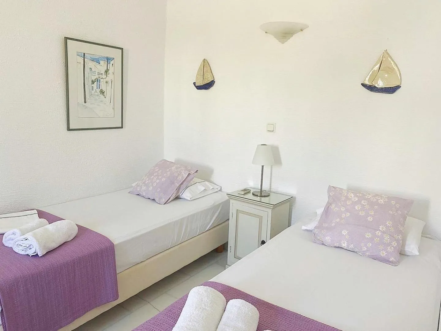 Bed in Anthos Apartments