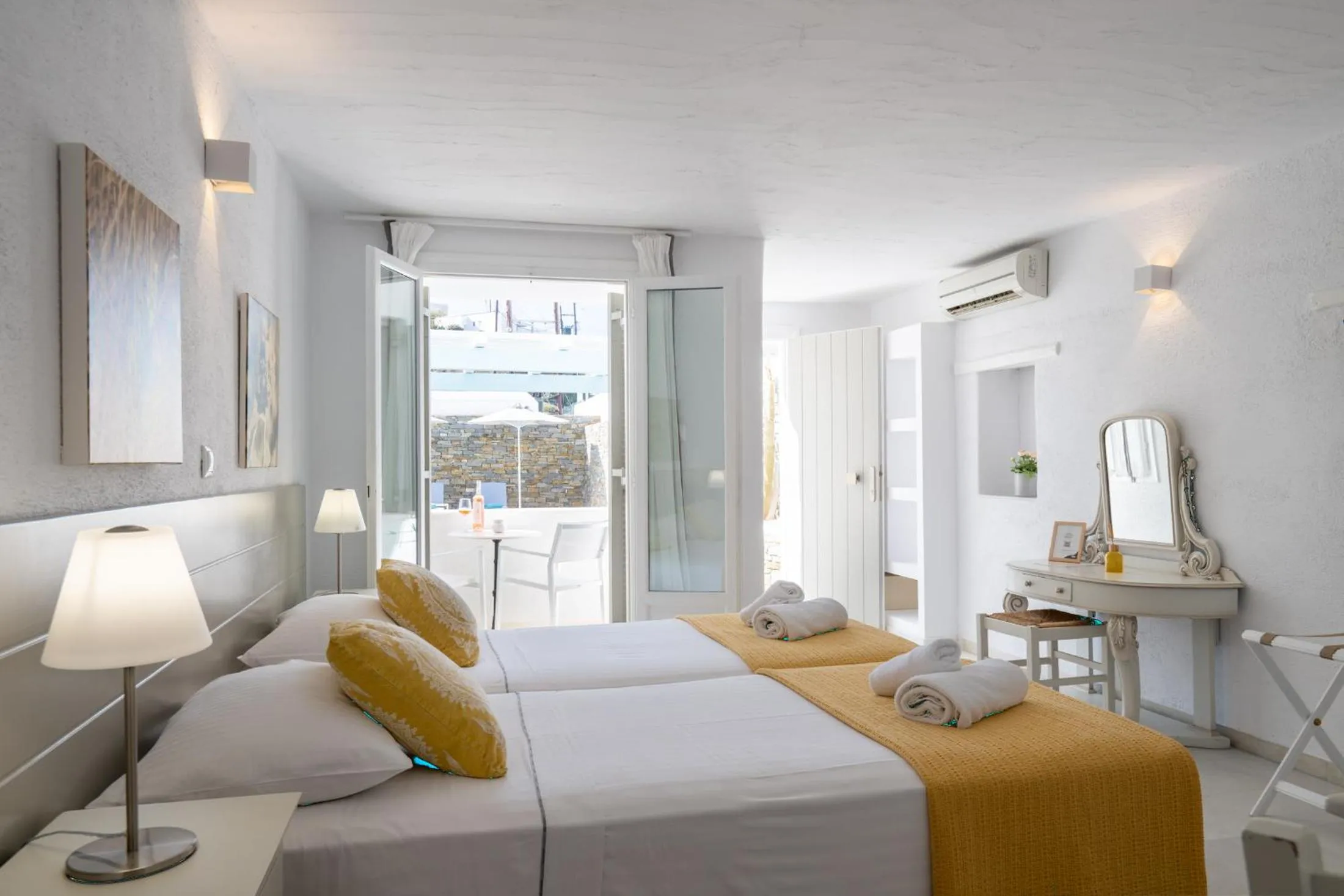 View (from property/room), Bed in Anthos Apartments
