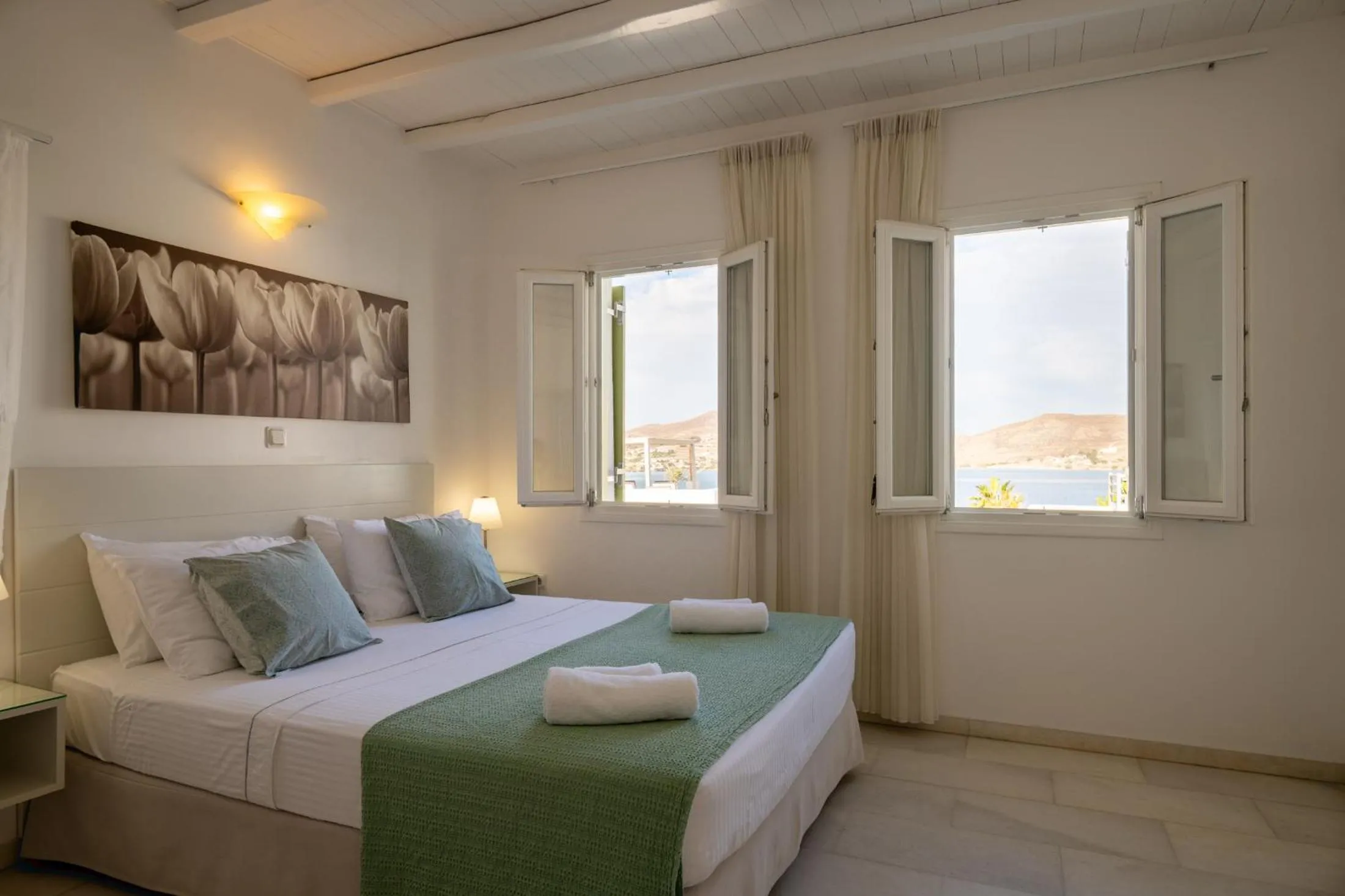 Bed in Anthos Apartments